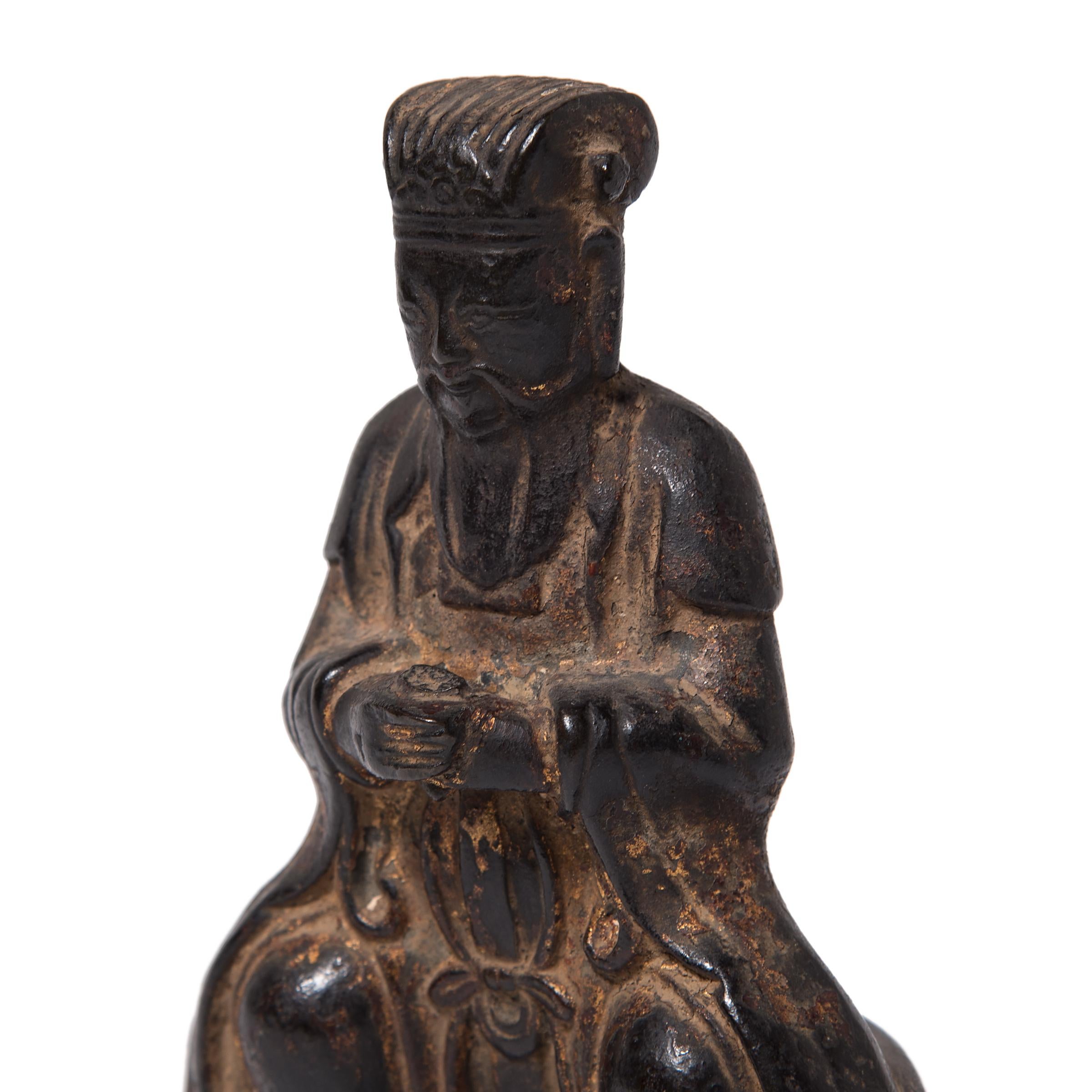 19th Century Chinese Bronze God of Wealth Altar Figure, c. 1800 For Sale