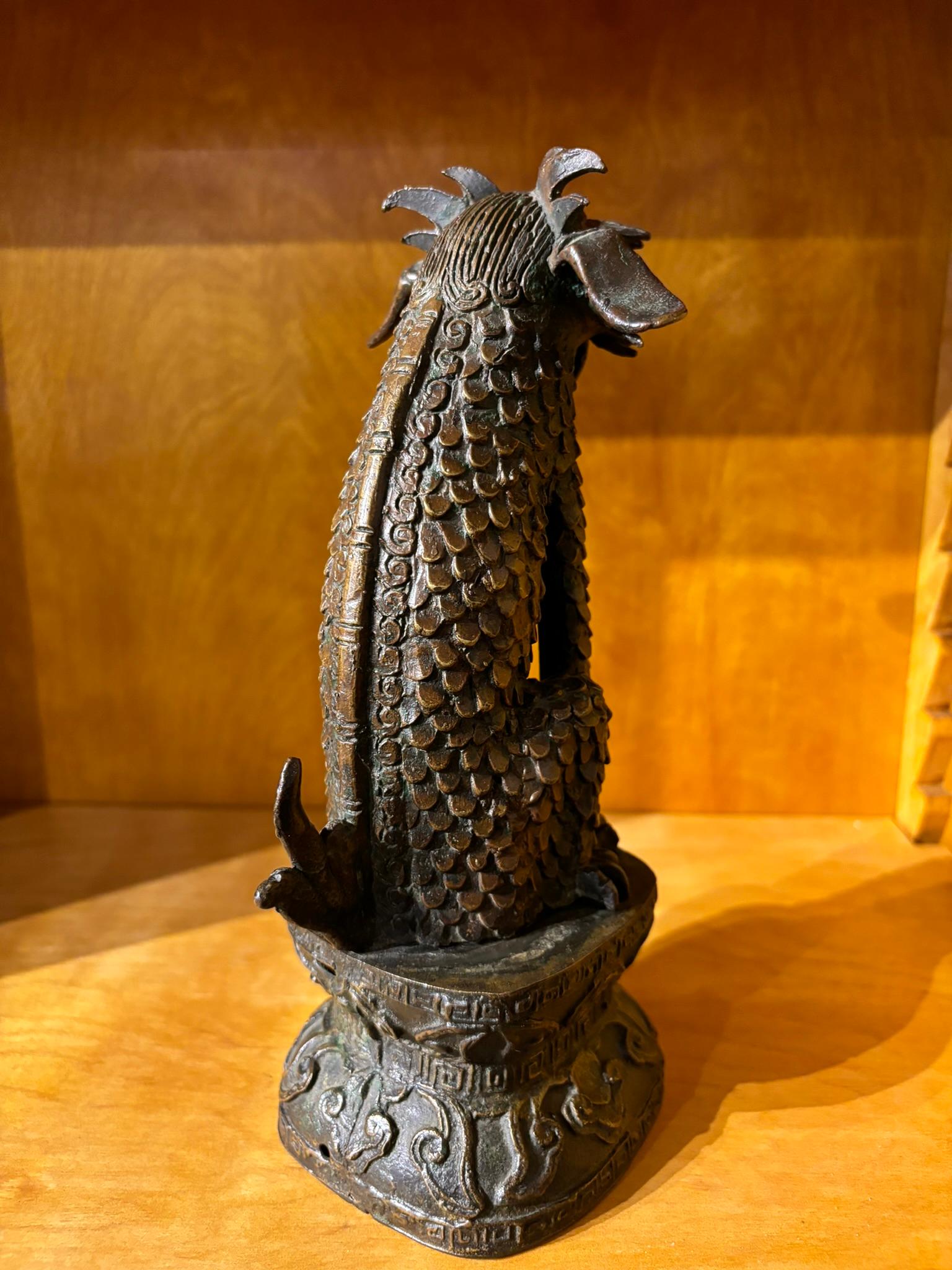 Calco Figura di guardiano Chimera in bronzo cinese del XIX secolo in vendita