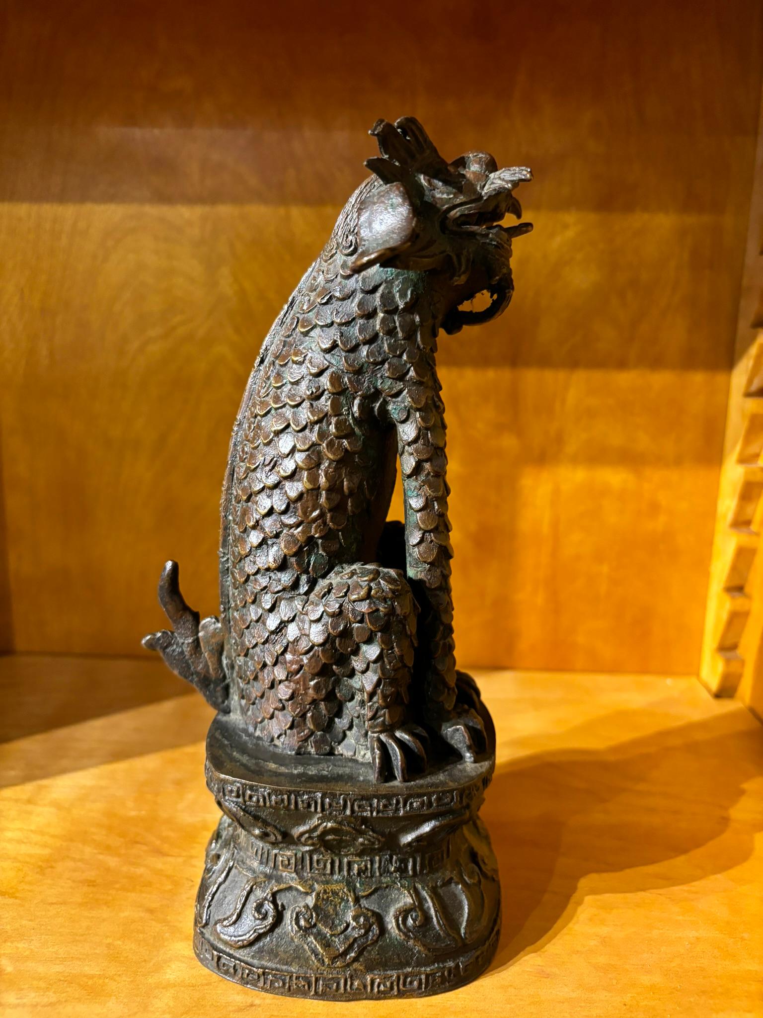 Figura di guardiano Chimera in bronzo cinese del XIX secolo In condizioni buone in vendita a Stamford, CT