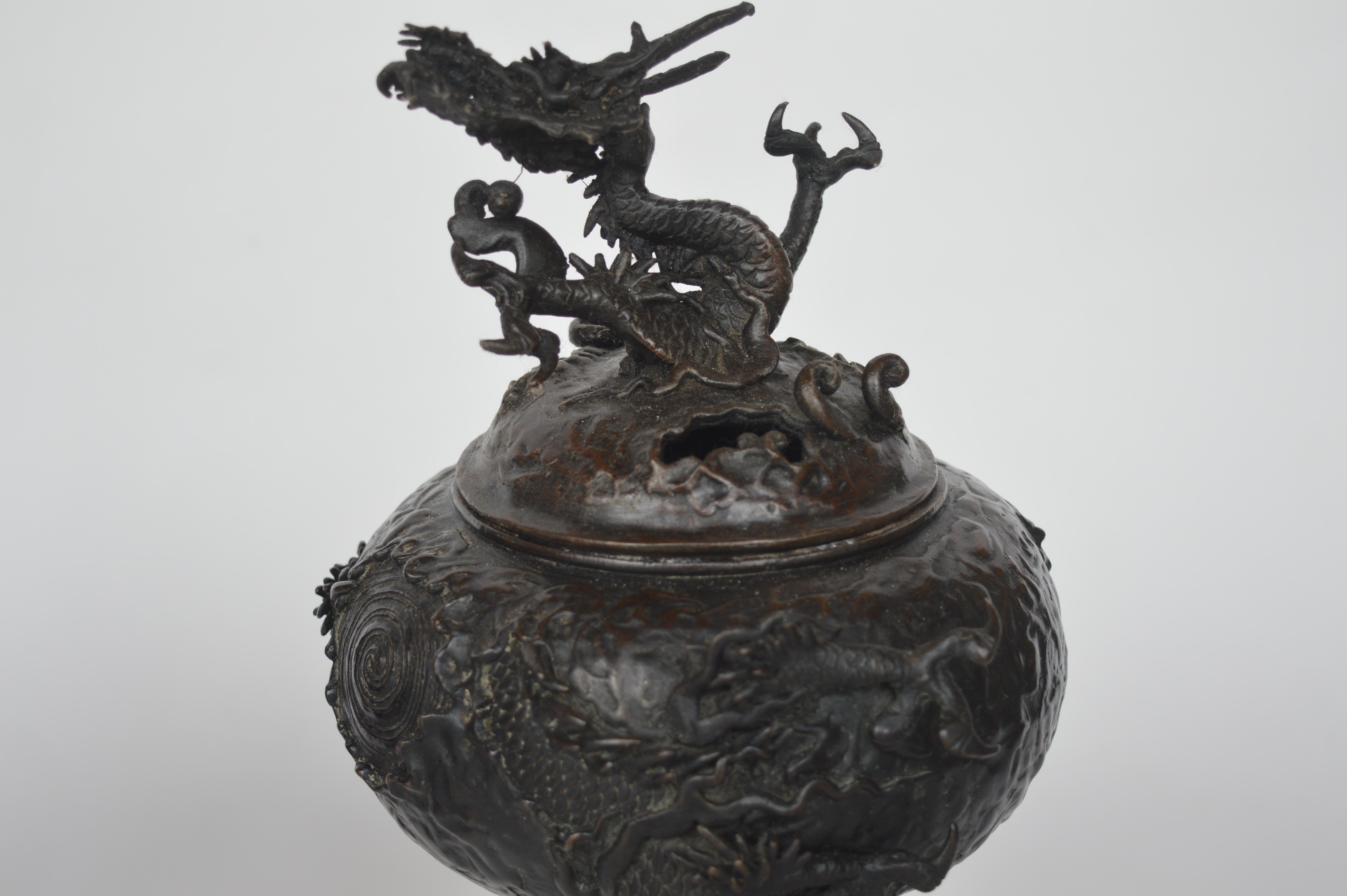 19th Century Chinese Bronze Dragon Incense Burners 1