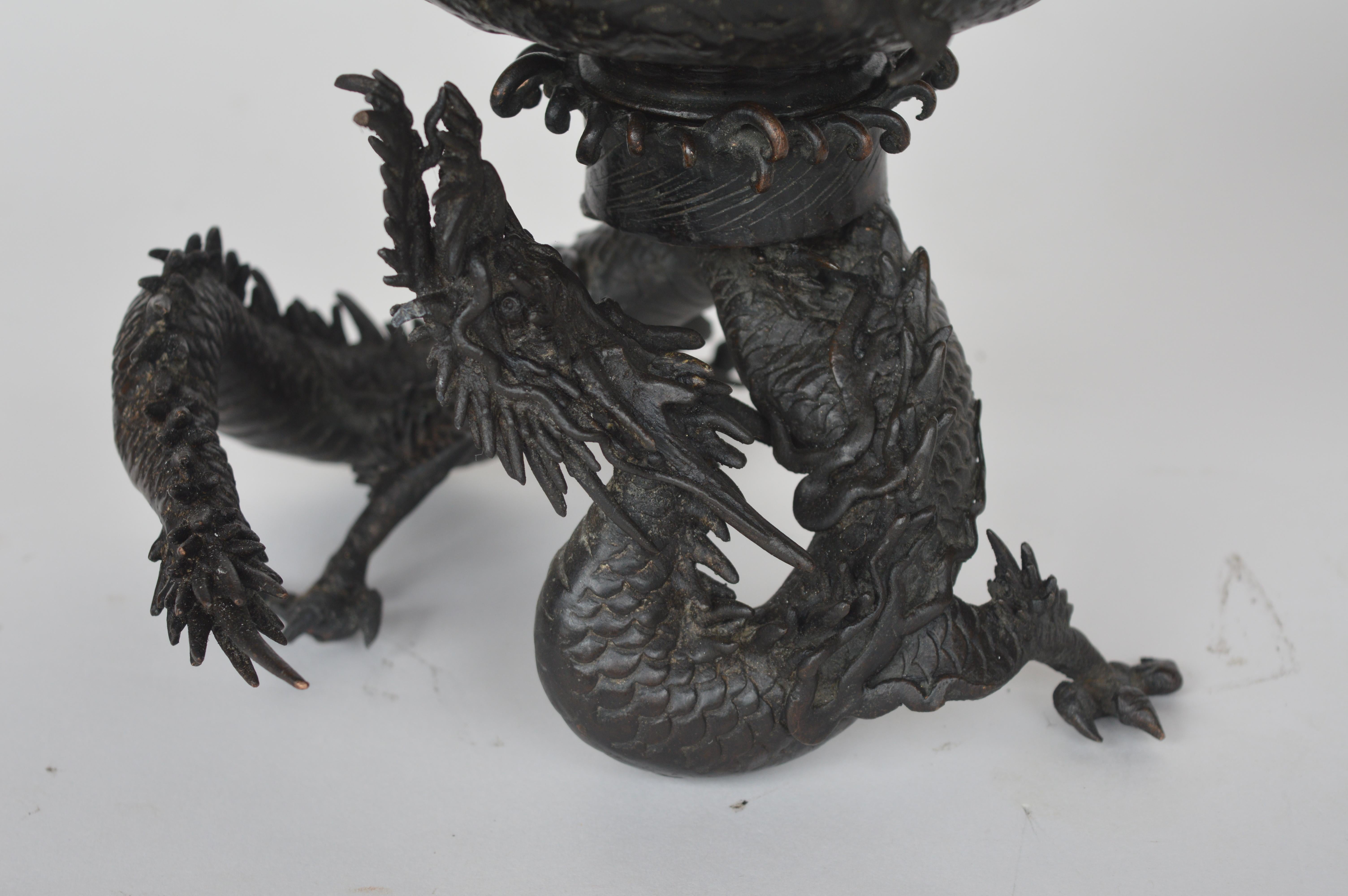 19th Century Chinese Bronze Dragon Incense Burners 2