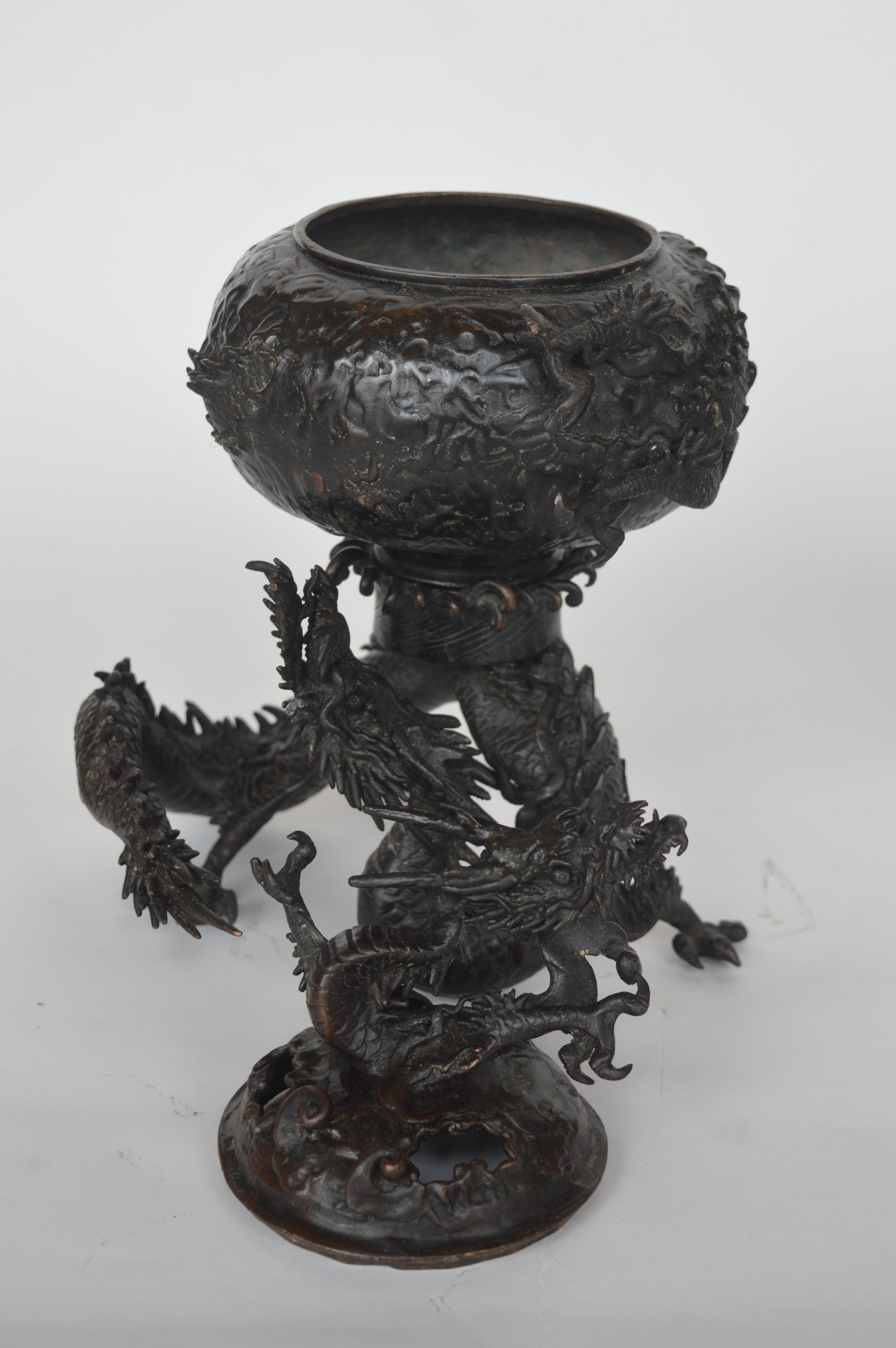 19th Century Chinese Bronze Dragon Incense Burners 4