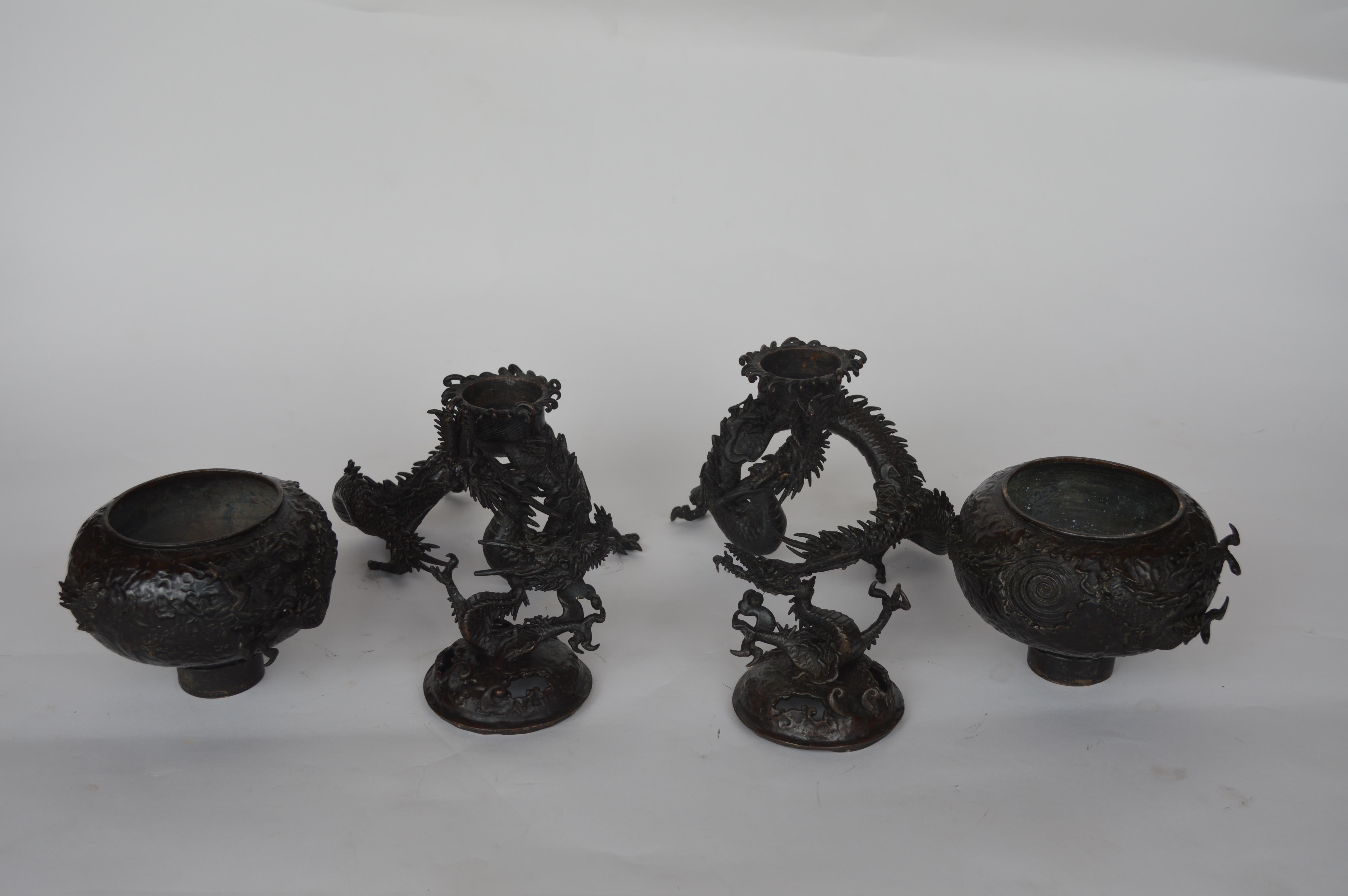 19th Century Chinese Bronze Dragon Incense Burners 5