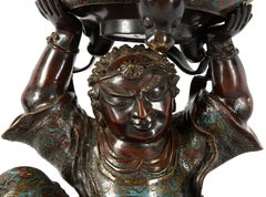 Japanese Bronze Figure Holding an Incense Burner, circa 1900