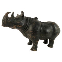 19th Century Chinese Bronze Rhinoceros Incense Holder