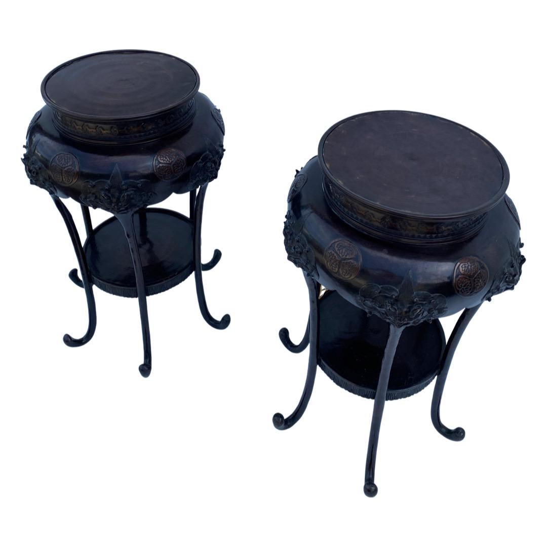 19th Century Chinese bronze end tables.