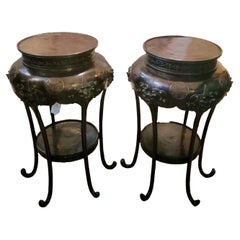 Antique 19th Century Chinese Bronze Side Tables