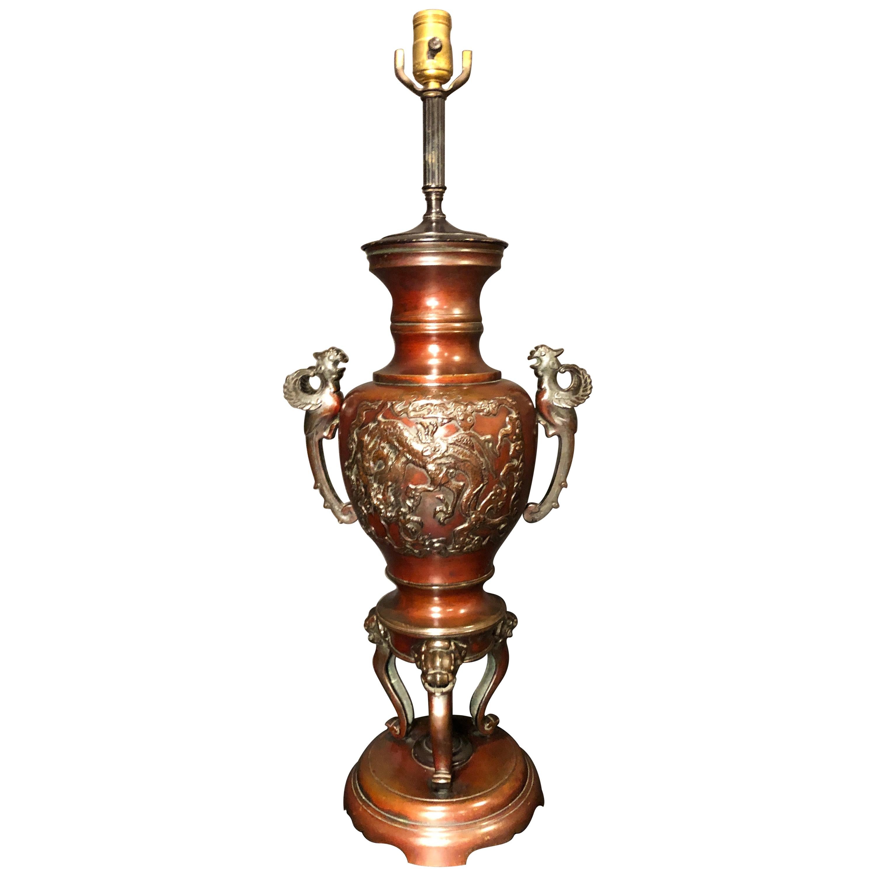 19th Century Chinese Bronze Urn as Lamp