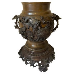 19th Century Chinese Bronze Vase on a Base