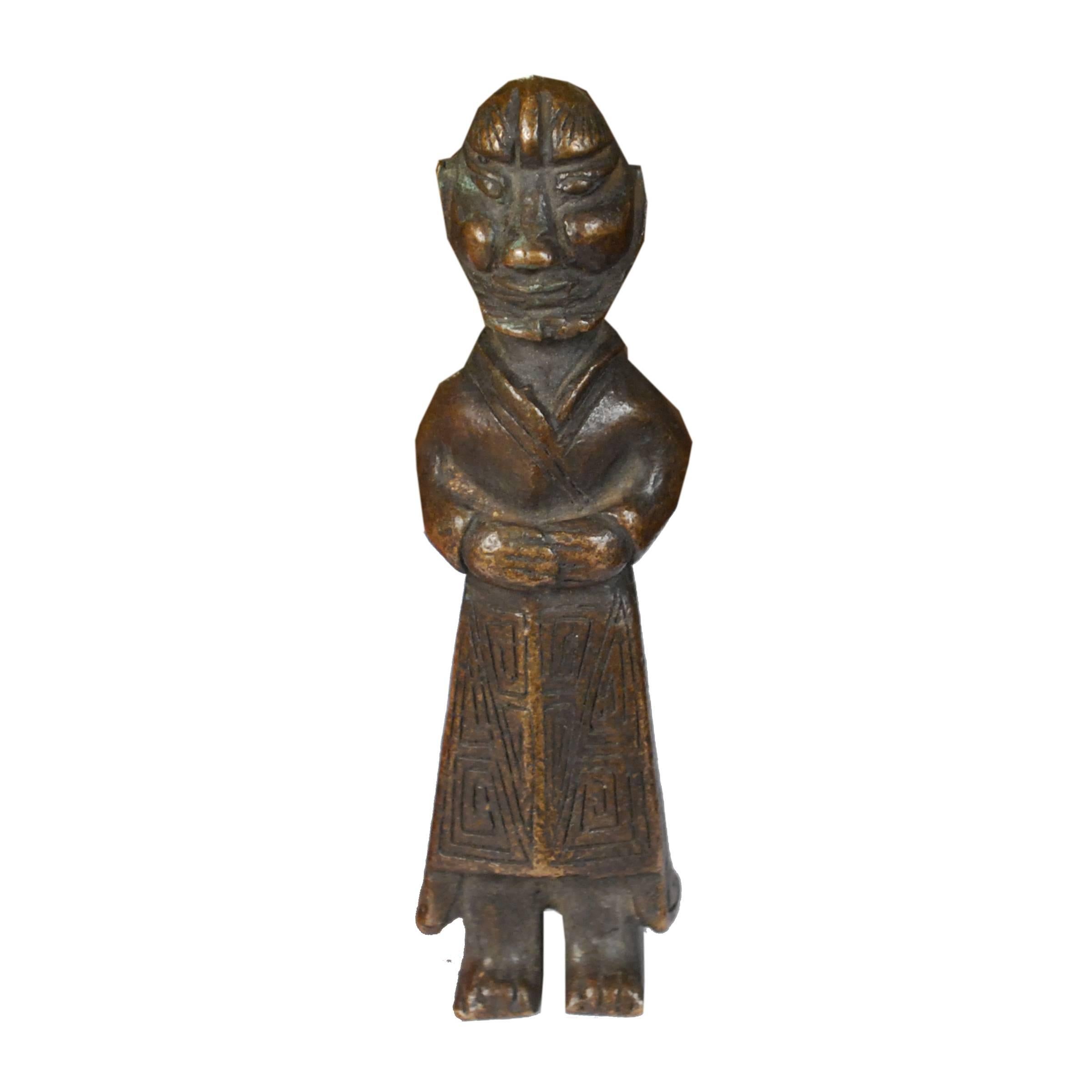 19th Century Chinese Bronze "Wise Elder" Pocket Charm