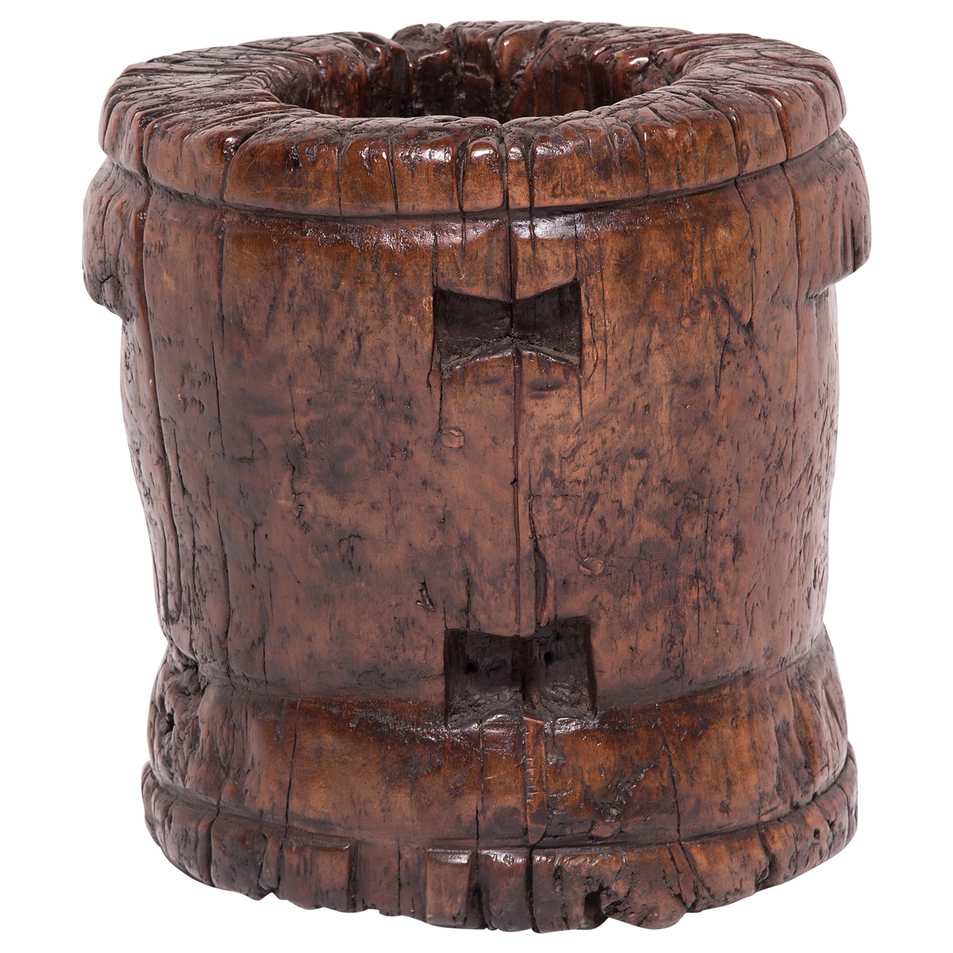 19th Century Chinese Butterfly Mortar