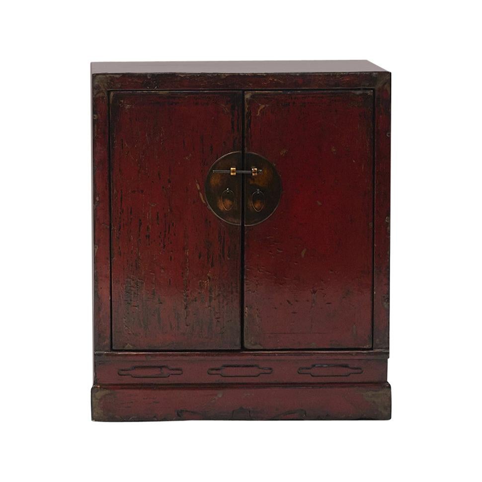 19th Century Chinese Cabinet with Original Red Lacquer