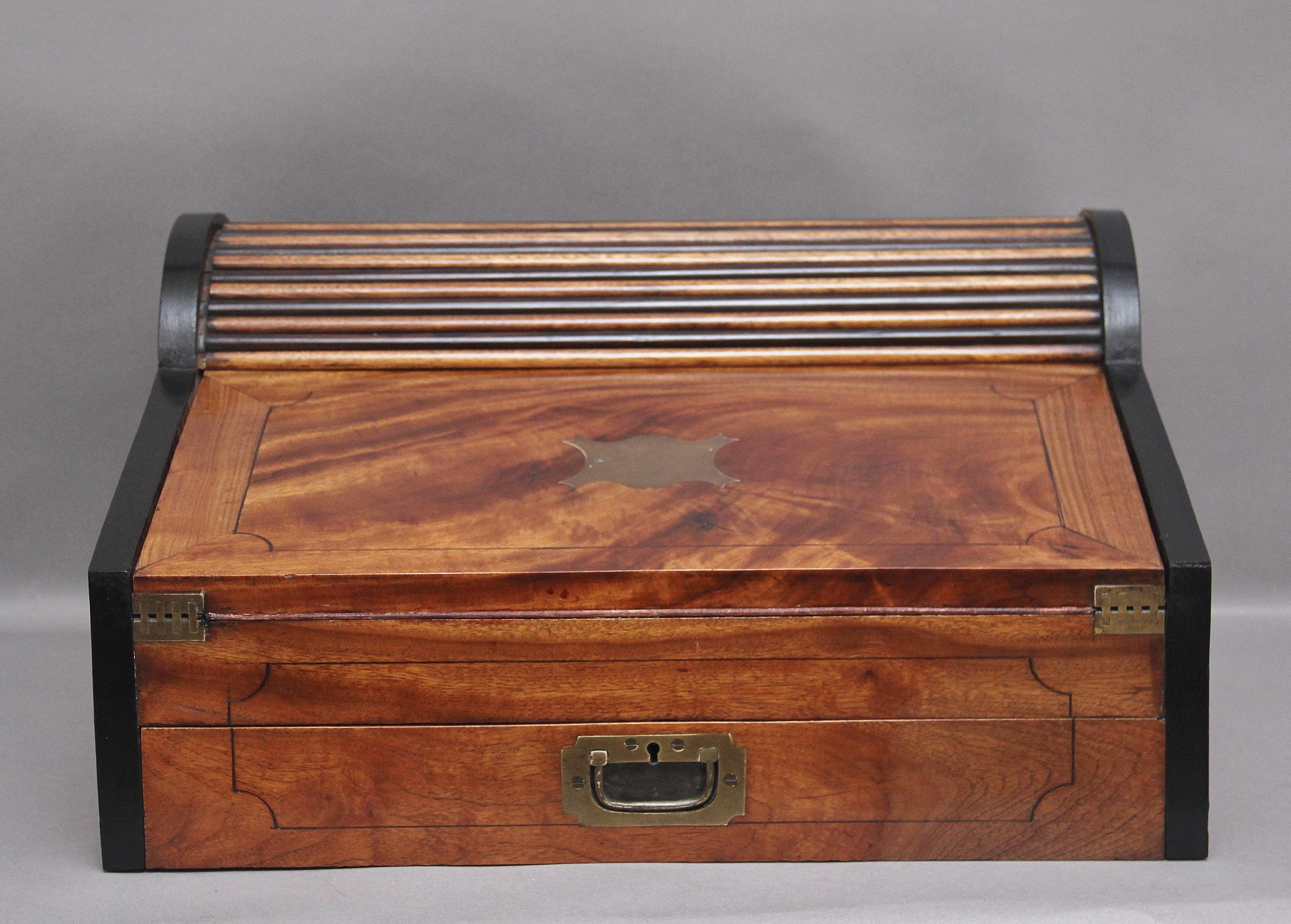 19th Century Chinese Camphor Wood and Ebonised Writing Slope For Sale 2