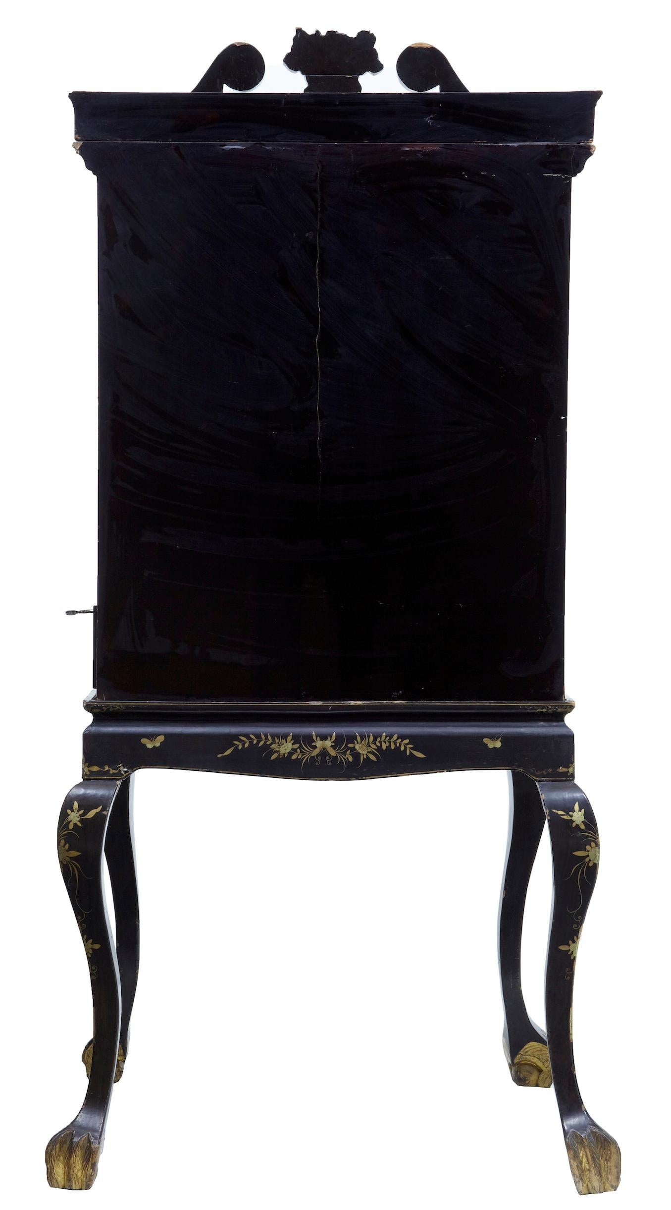 19th Century Chinese Canton Black Lacquered Desk Cabinet 14