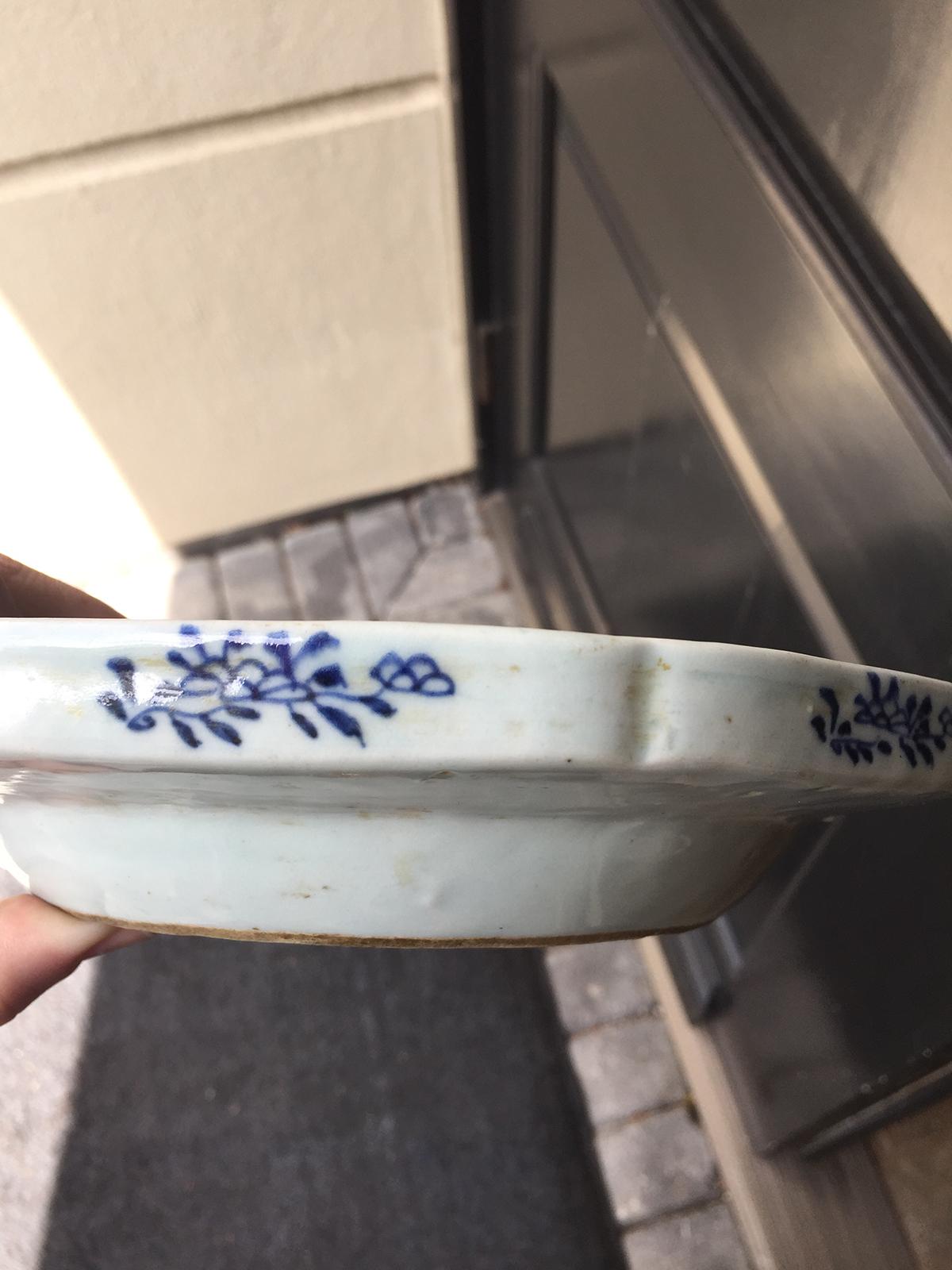 19th Century Chinese Canton Blue and White Plate Warmer For Sale 2