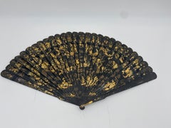 19th Century Chinese Canton Export Gilt Lacquer Brise Fan