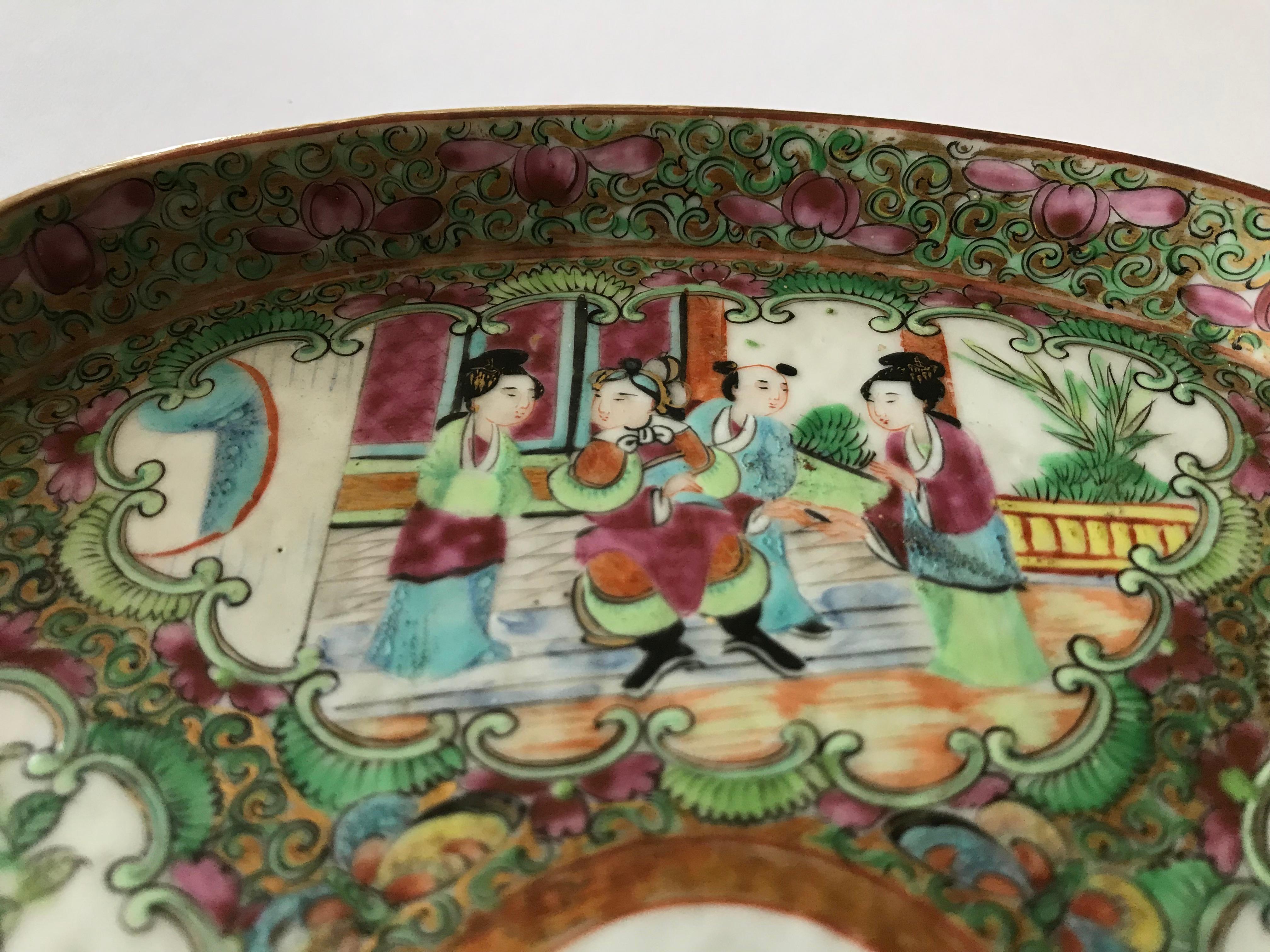 Chinese Export 19th Century Chinese Canton Famille Rose Medallion Dish/Tray 