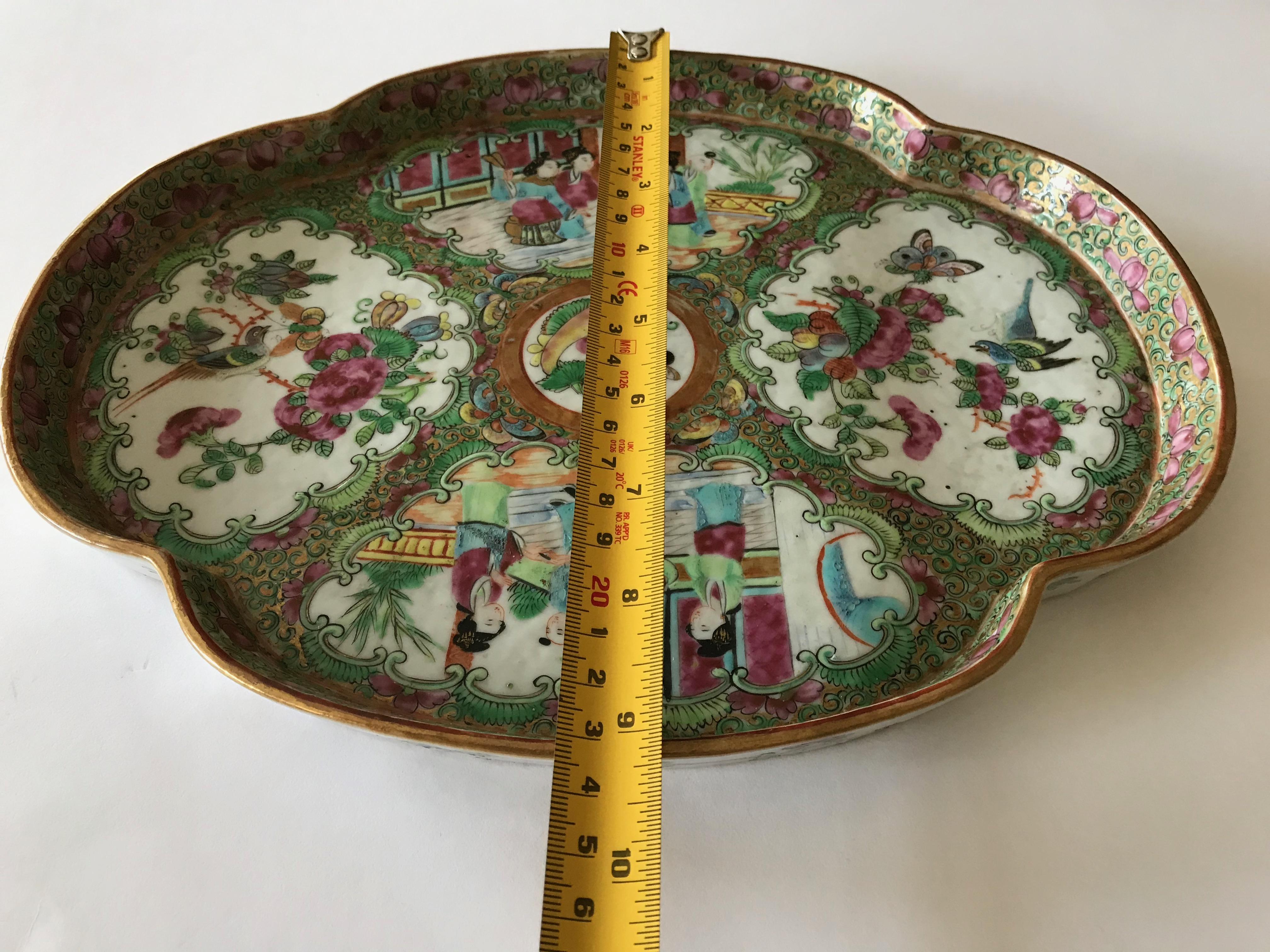 19th Century Chinese Canton Famille Rose Medallion Dish/Tray  1