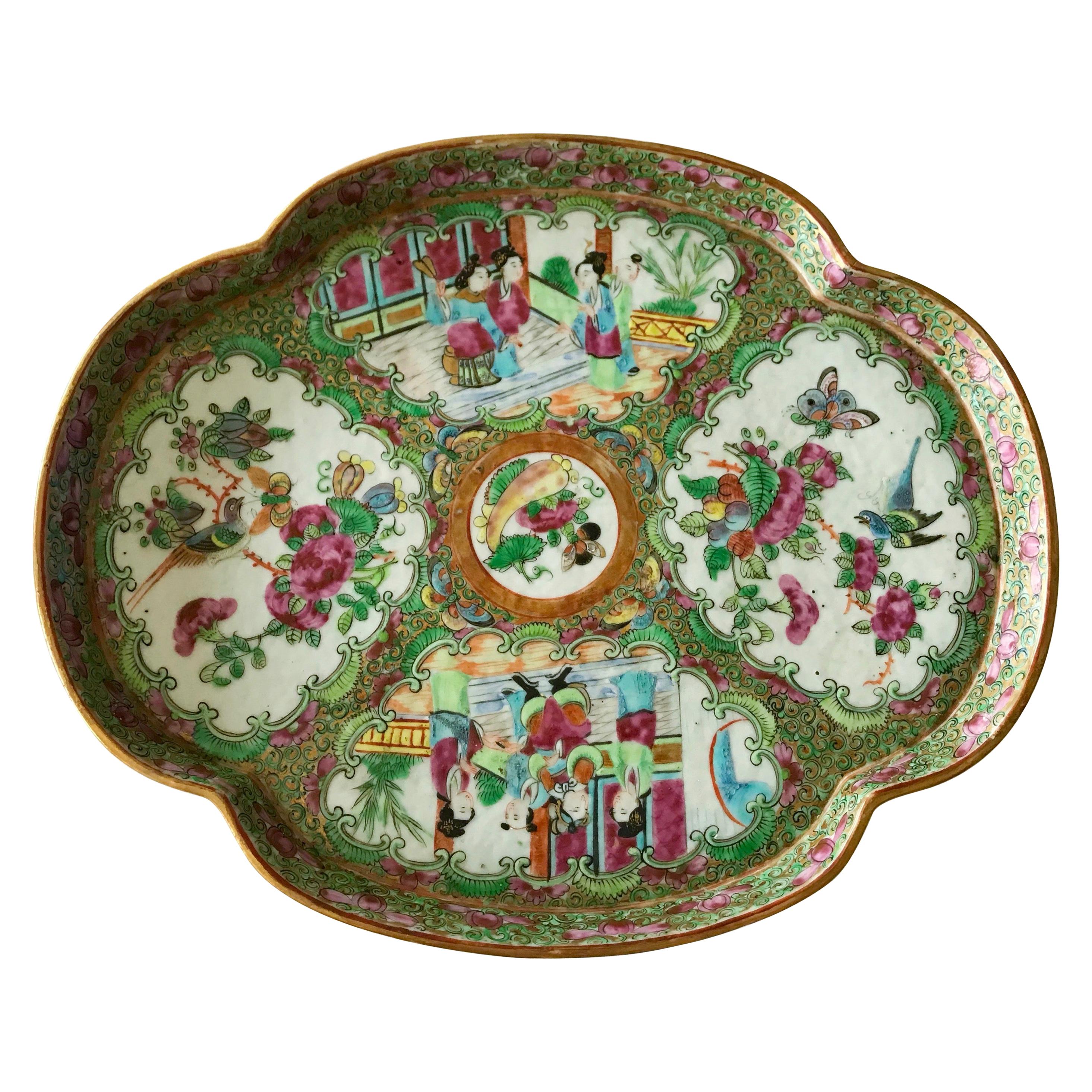 19th Century Chinese Canton Famille Rose Medallion Dish/Tray 