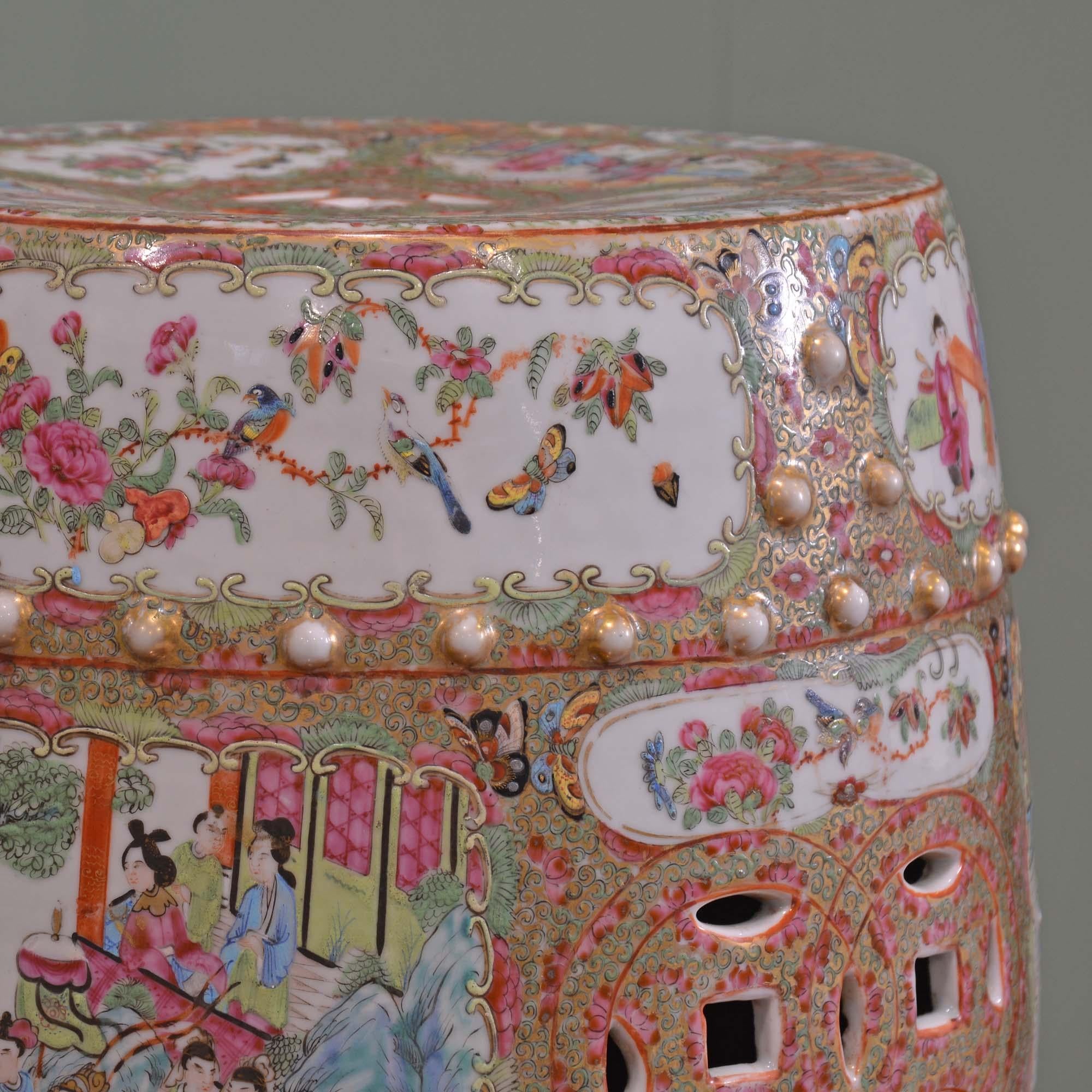 19th century Chinese Canton famille rose porcelain garden seat For Sale 8