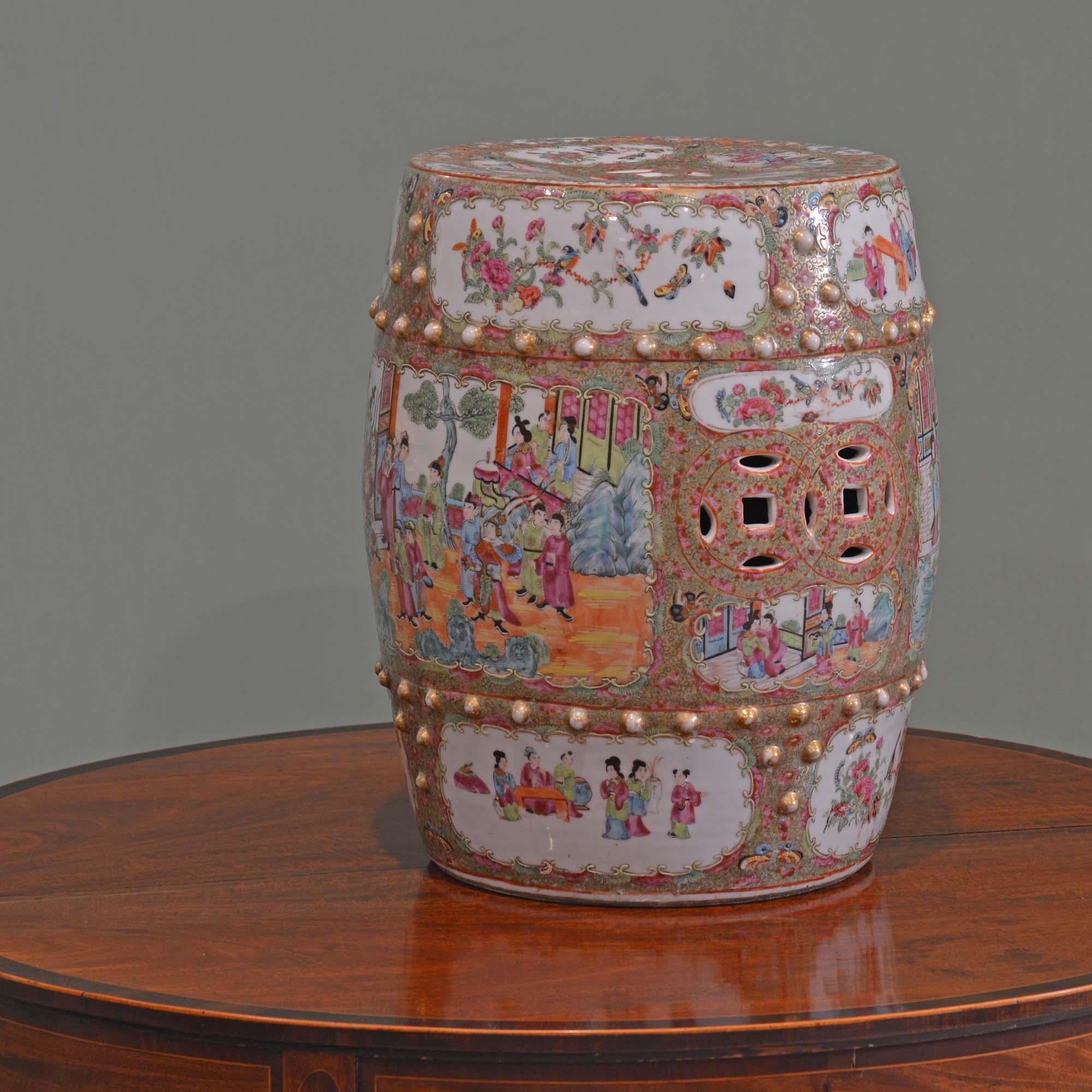 19th century Chinese Canton famille rose porcelain garden seat For Sale 10
