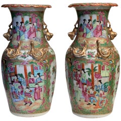 19th Century Chinese Canton Famille Rose Vases