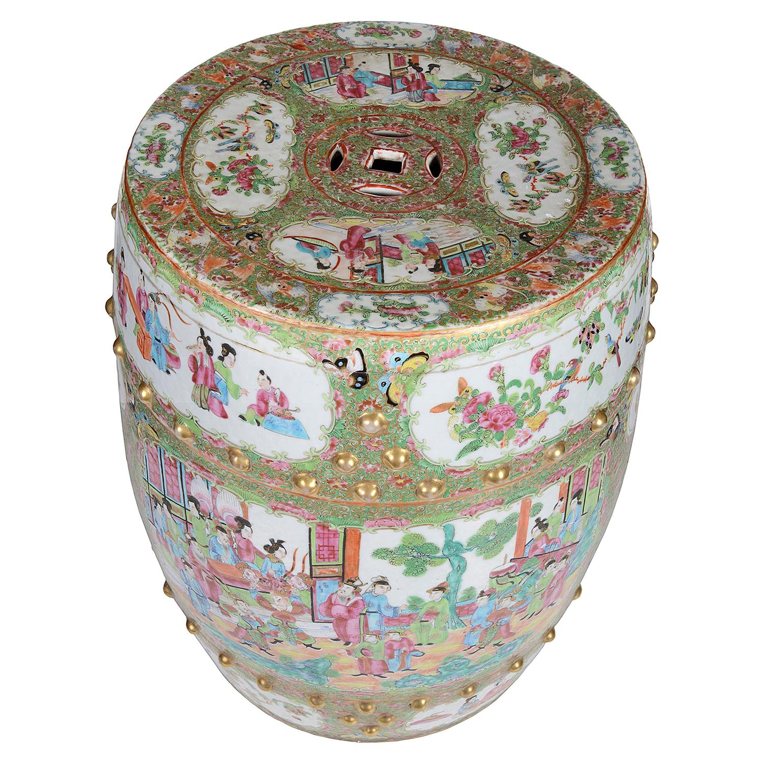 19th Century Chinese Cantonese / Rose Medallion Garden Seat