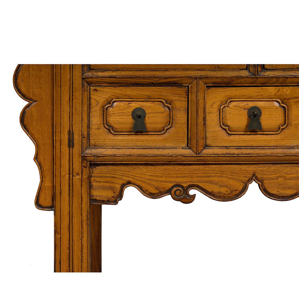 19th Century Chinese Carved 5 Drawers Shan XI Console Table For Sale 2