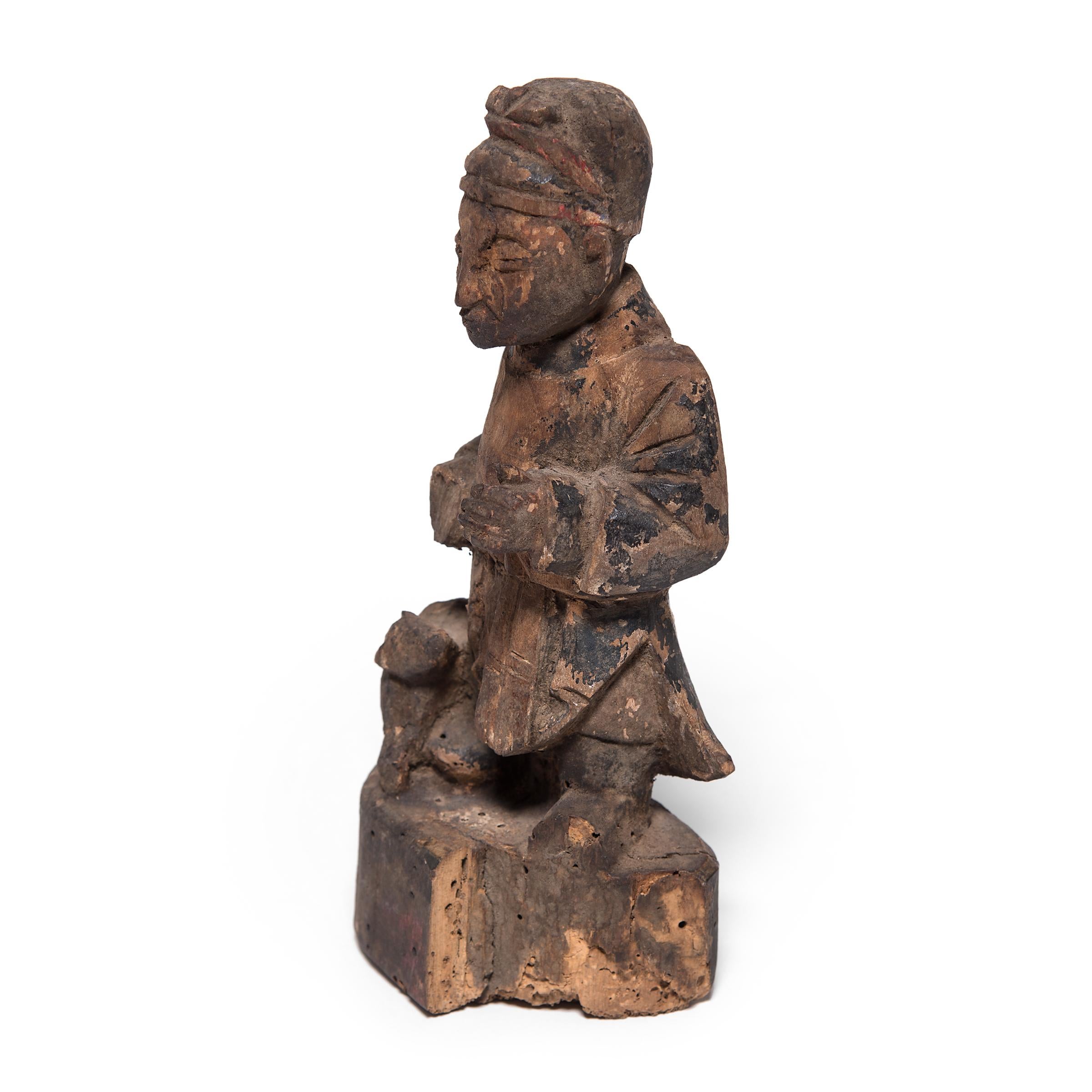 Primitive Chinese Carved Ancestor Figure, c. 1800 For Sale