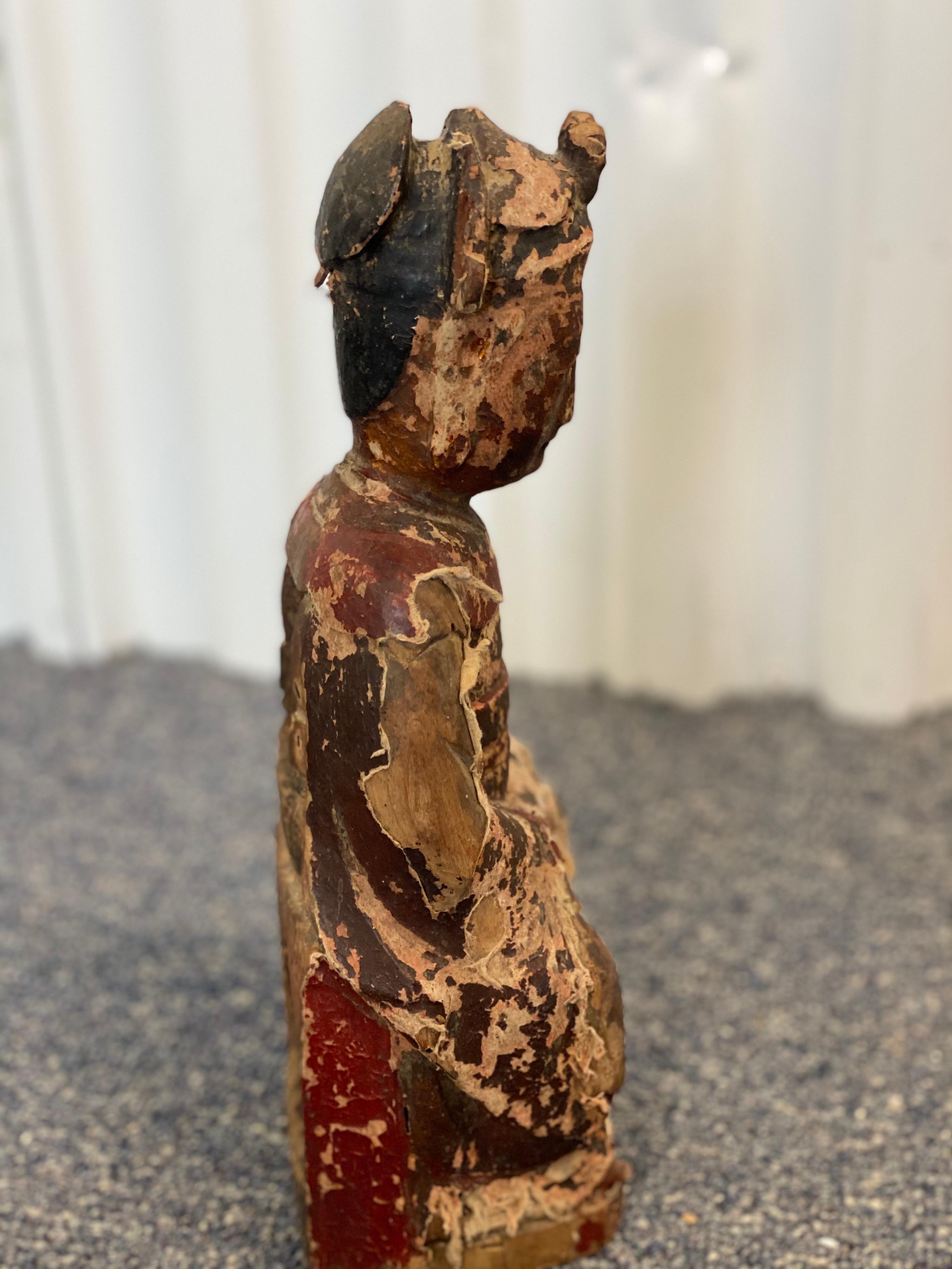 Hand-Carved 19th Century Chinese Carved Ancestor Figure For Sale