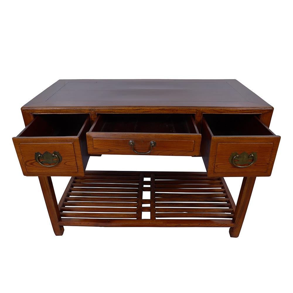 Chinese Export 19th Century Chinese Carved Beech Wood Writing Desk For Sale