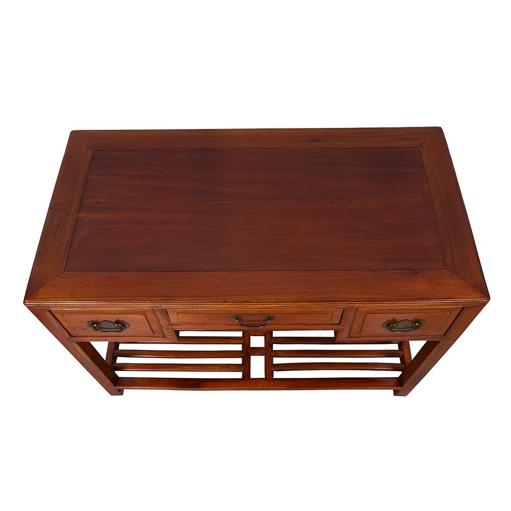19th Century Chinese Carved Beech Wood Writing Desk For Sale 3