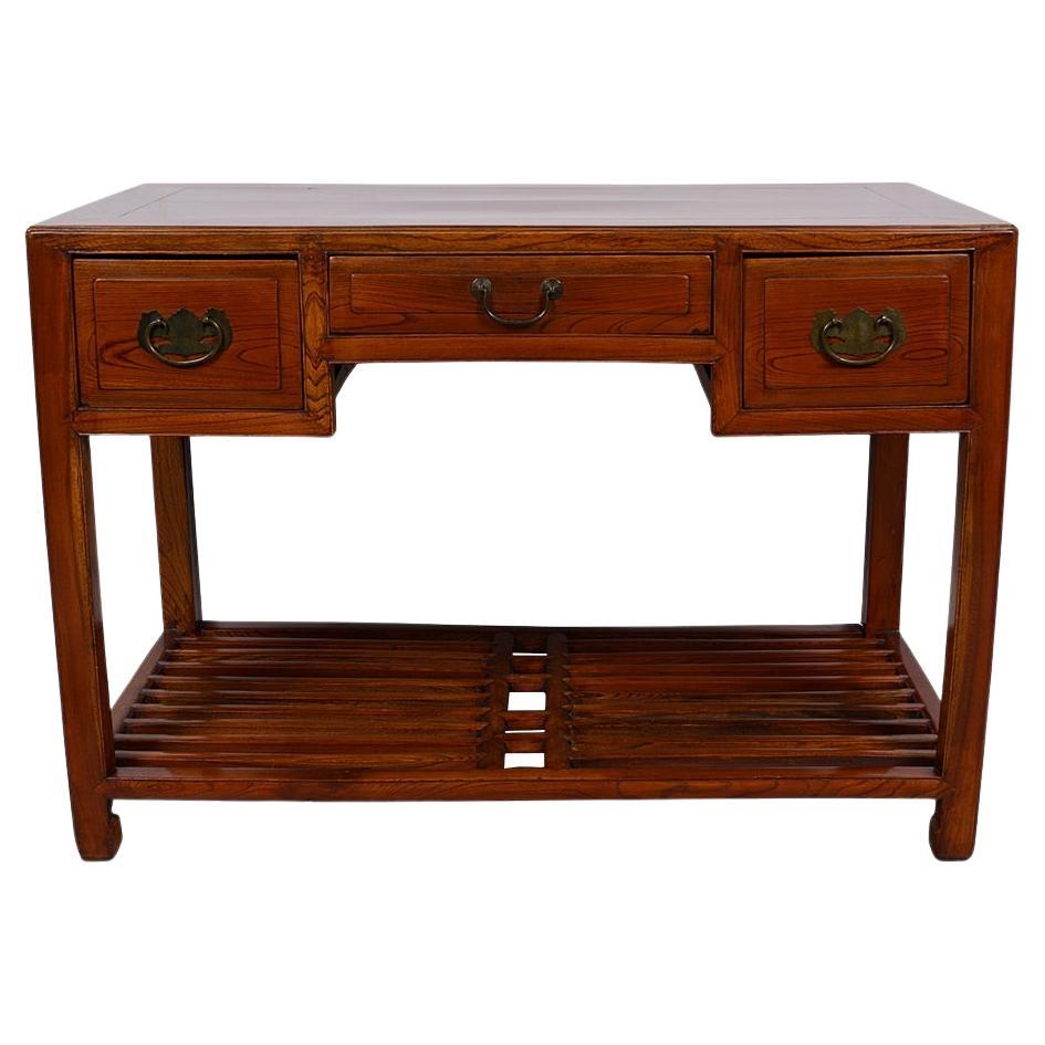 19th Century Chinese Carved Beech Wood Writing Desk For Sale