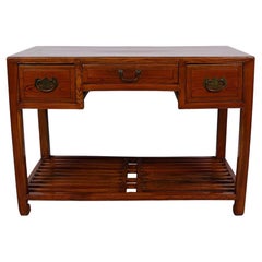 19th Century Chinese Carved Beech Wood Writing Desk