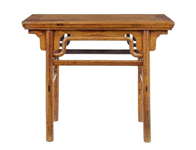 19th Century Chinese Carved Elm Occasional Table For Sale at 1stDibs
