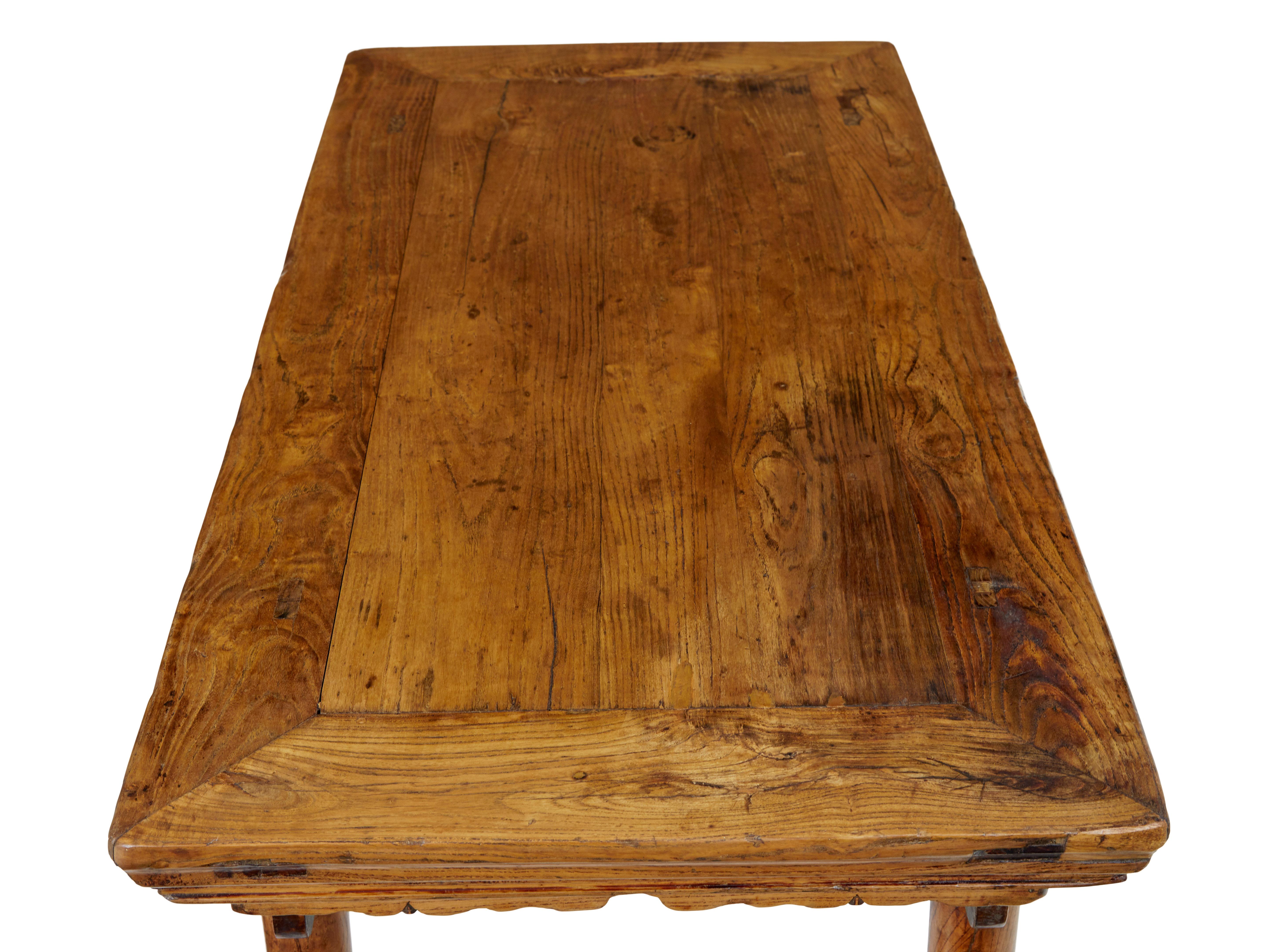 19th Century Chinese Carved Elm Occasional Table For Sale 2