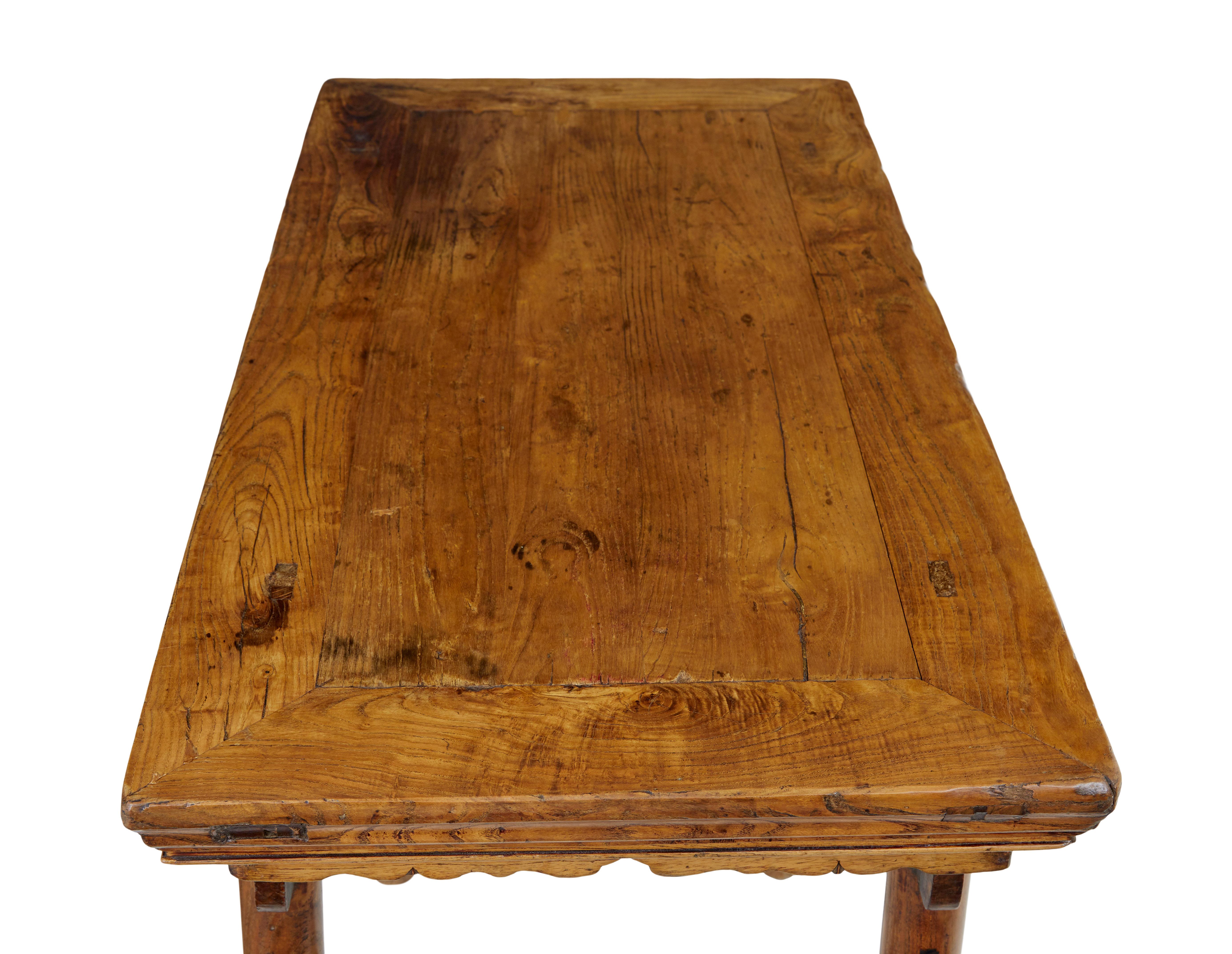 19th Century Chinese Carved Elm Occasional Table For Sale 3