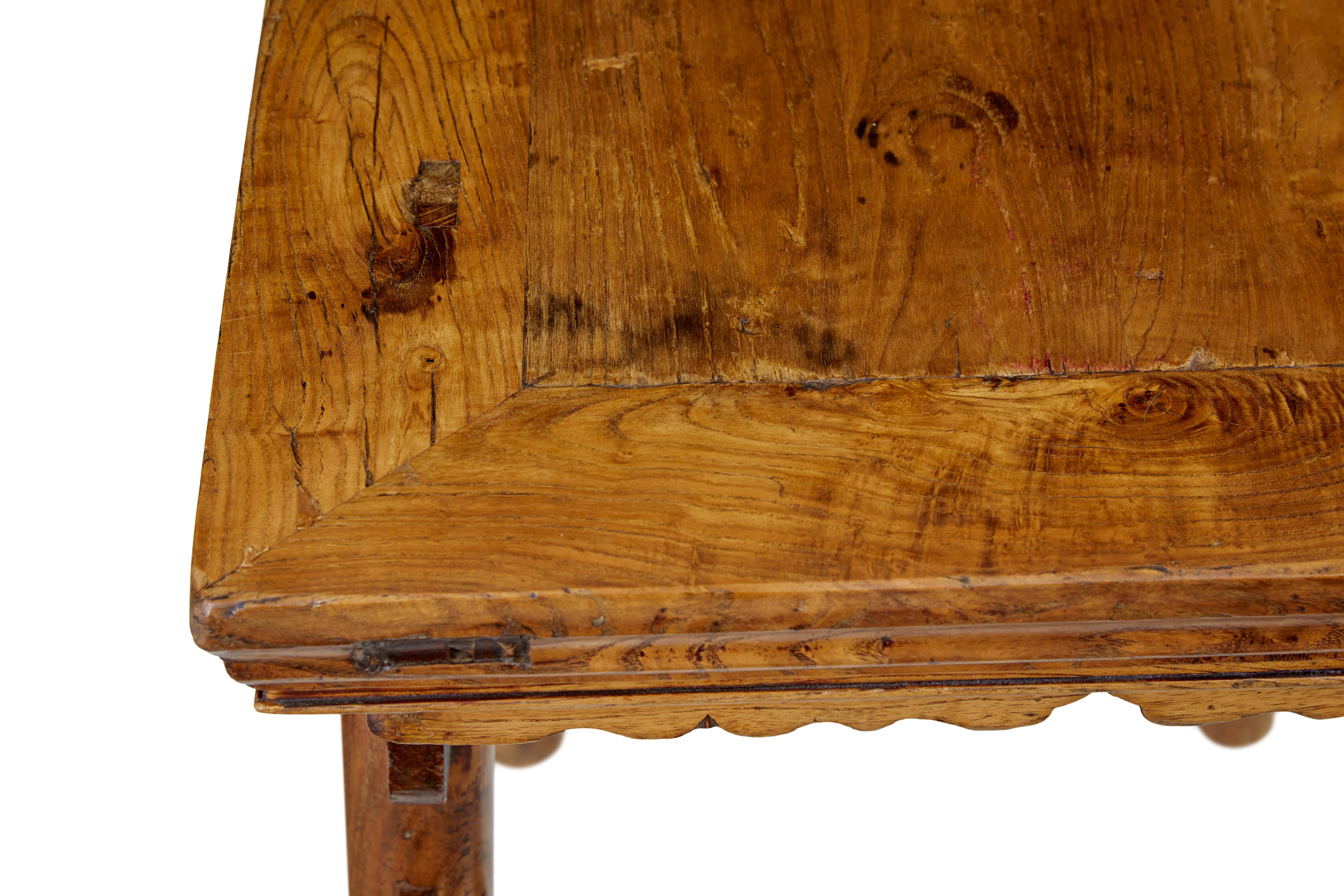 19th Century Chinese Carved Elm Occasional Table For Sale 4