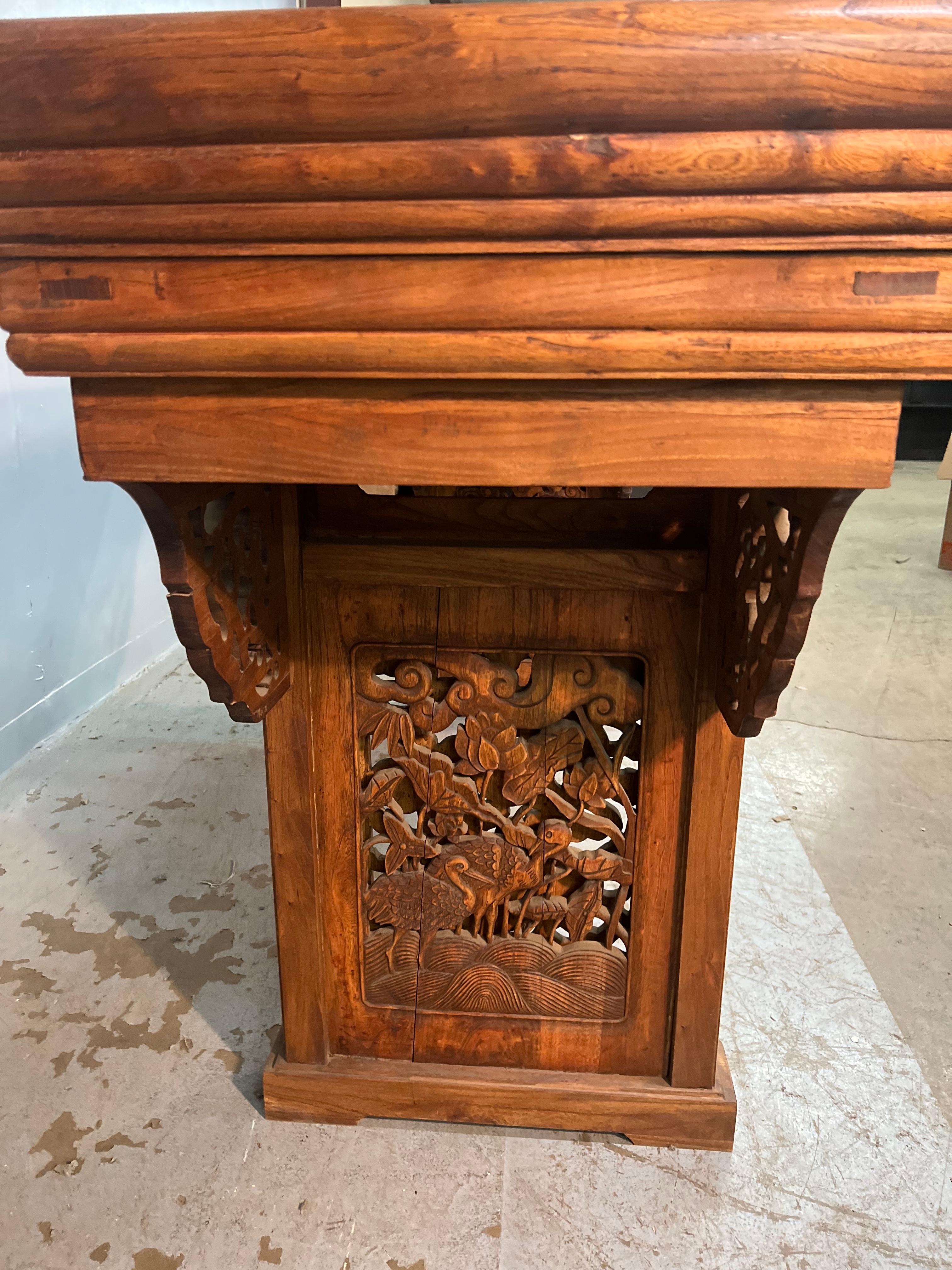 19th Century Chinese Carved Elmwood Alter Table In Good Condition For Sale In Dallas, TX