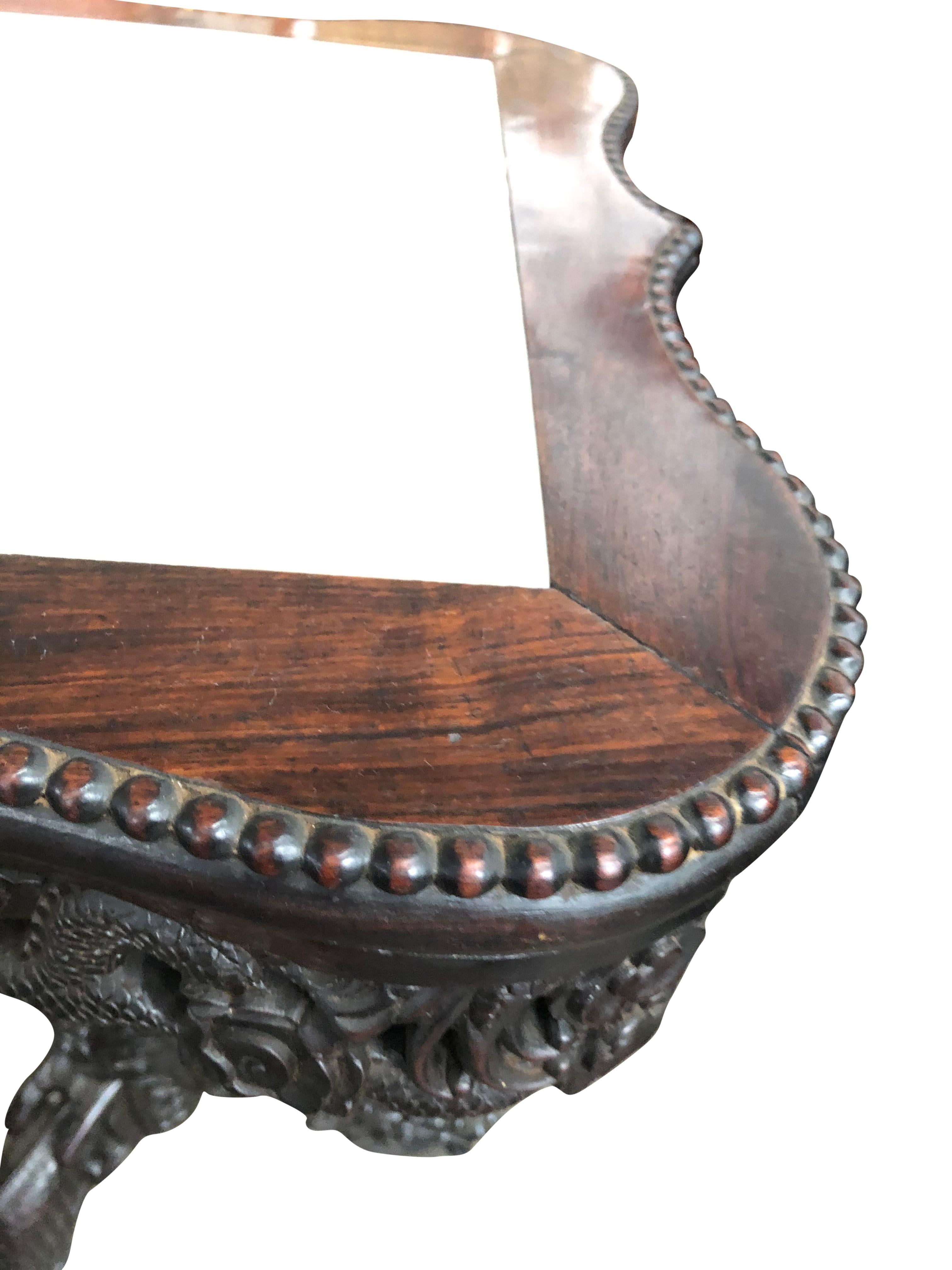 19th Century Chinese Carved Hardwood Center Table with Marble Top For Sale 1
