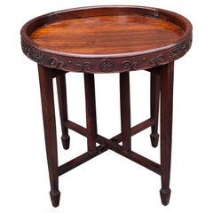 19th Century Chinese Carved Hongmu Hardwood Tray on Stand