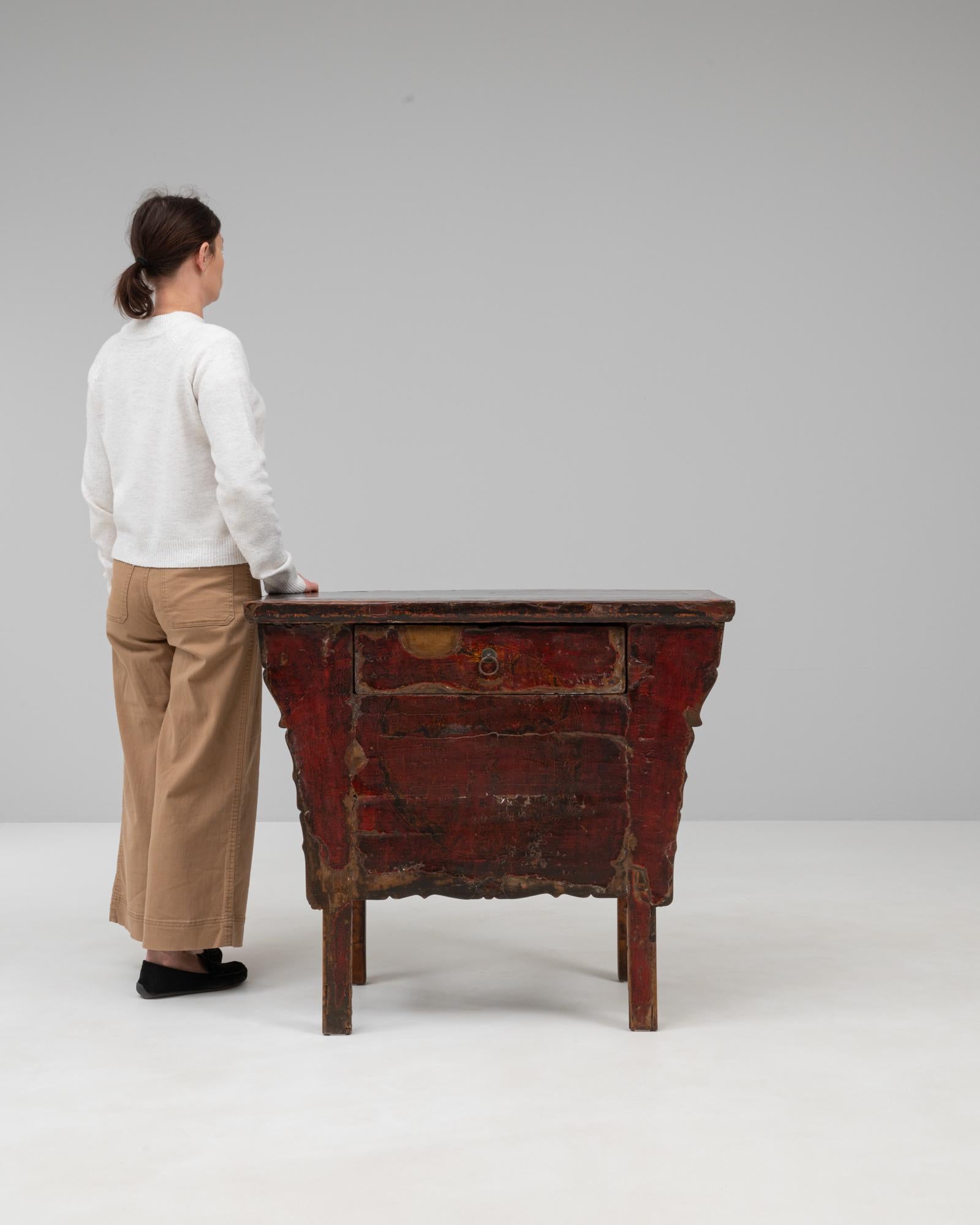 Console chinoise du 19e siècle, sculptée et laquée Bon état - En vente à High Point, NC