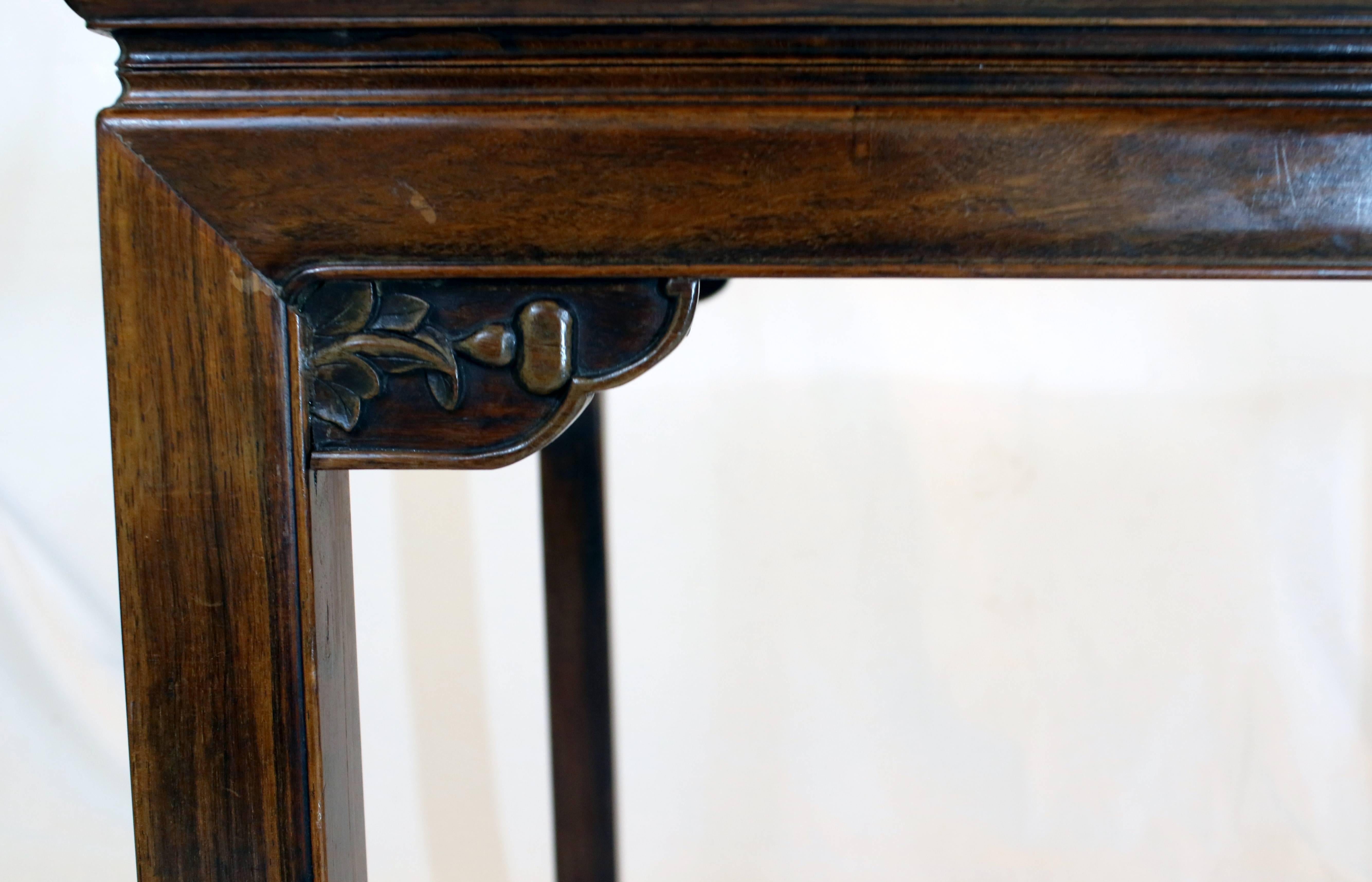 19th Century Chinese Carved Nanmu Wood Game / Mahjong Table in the Ming Style In Good Condition For Sale In Farmers Branch, TX