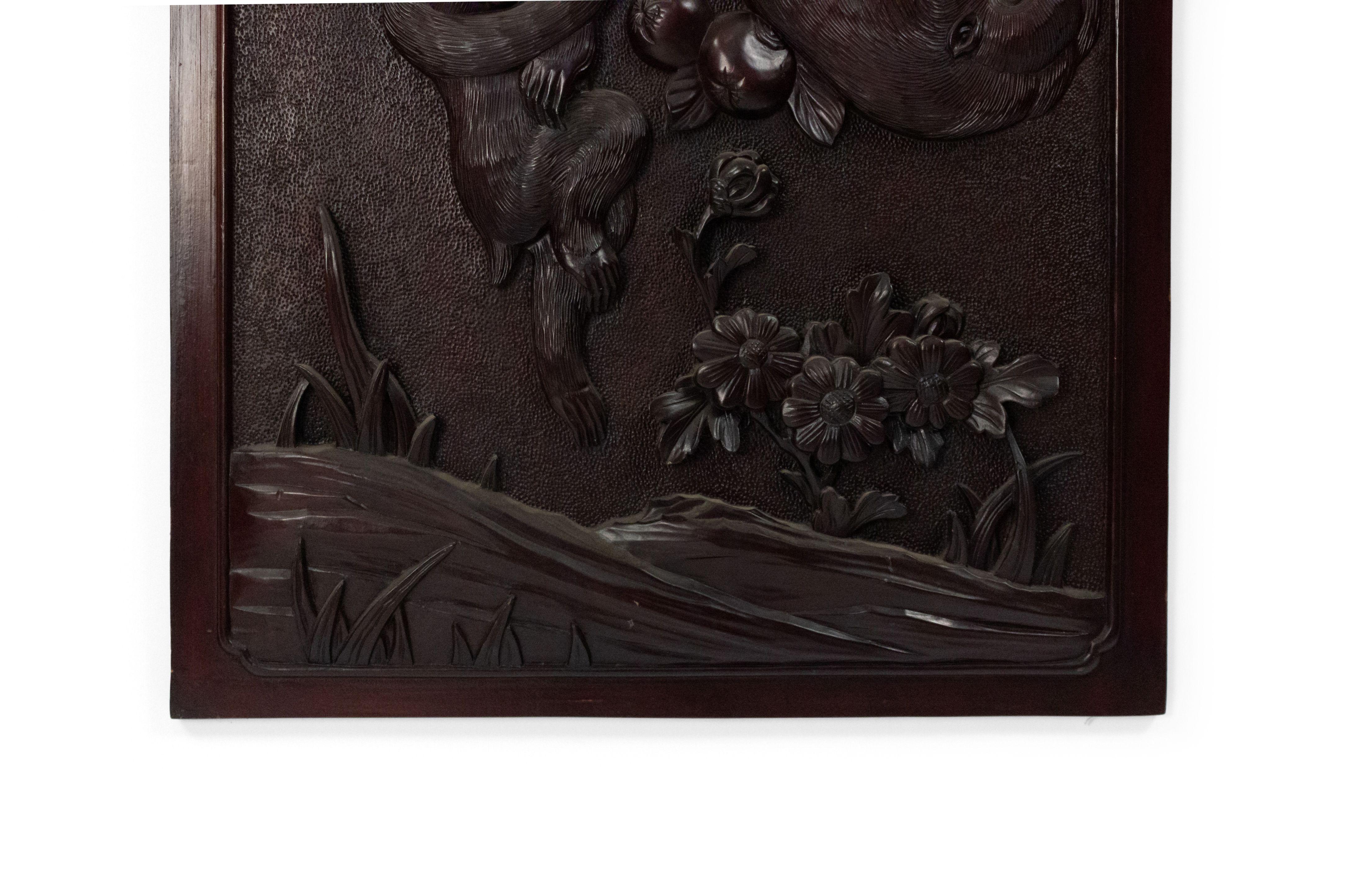19th Century Chinese Carved Scenic Monkey Wall Plaque In Good Condition For Sale In New York, NY