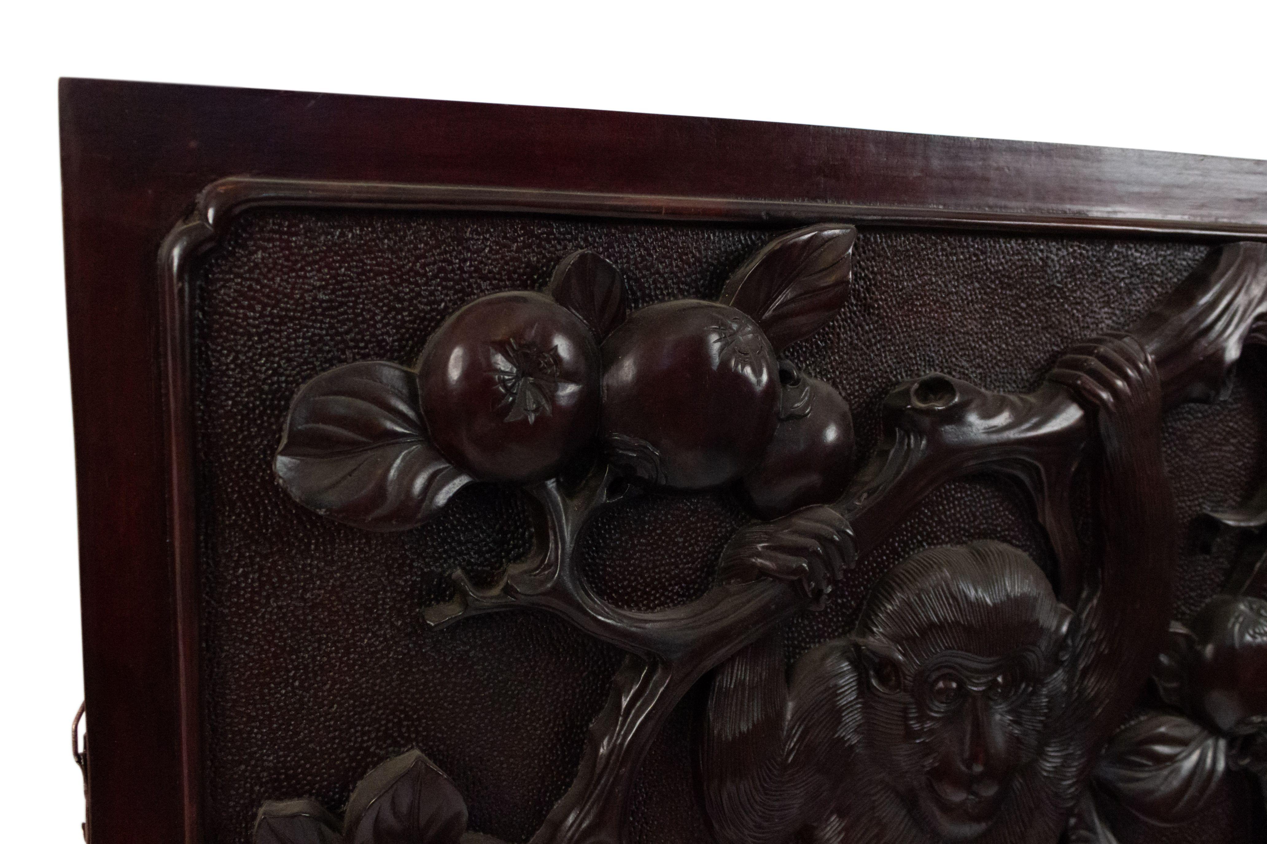 Bamboo 19th Century Chinese Carved Scenic Monkey Wall Plaque For Sale