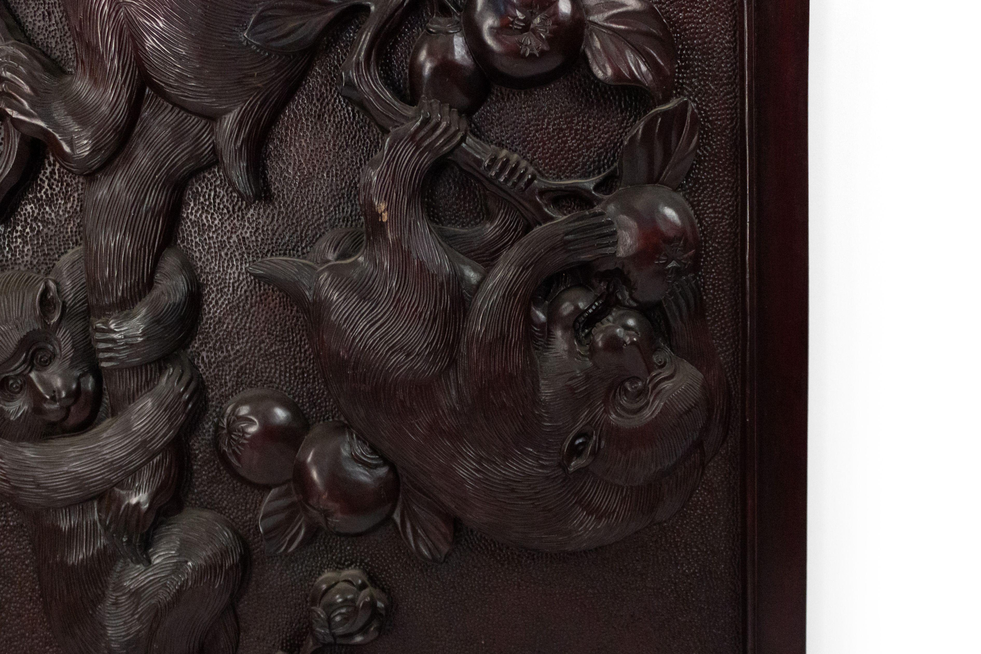 19th Century Chinese Carved Scenic Monkey Wall Plaque For Sale 1
