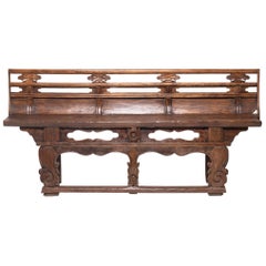 Antique 19th Century Chinese Carved Village Bench