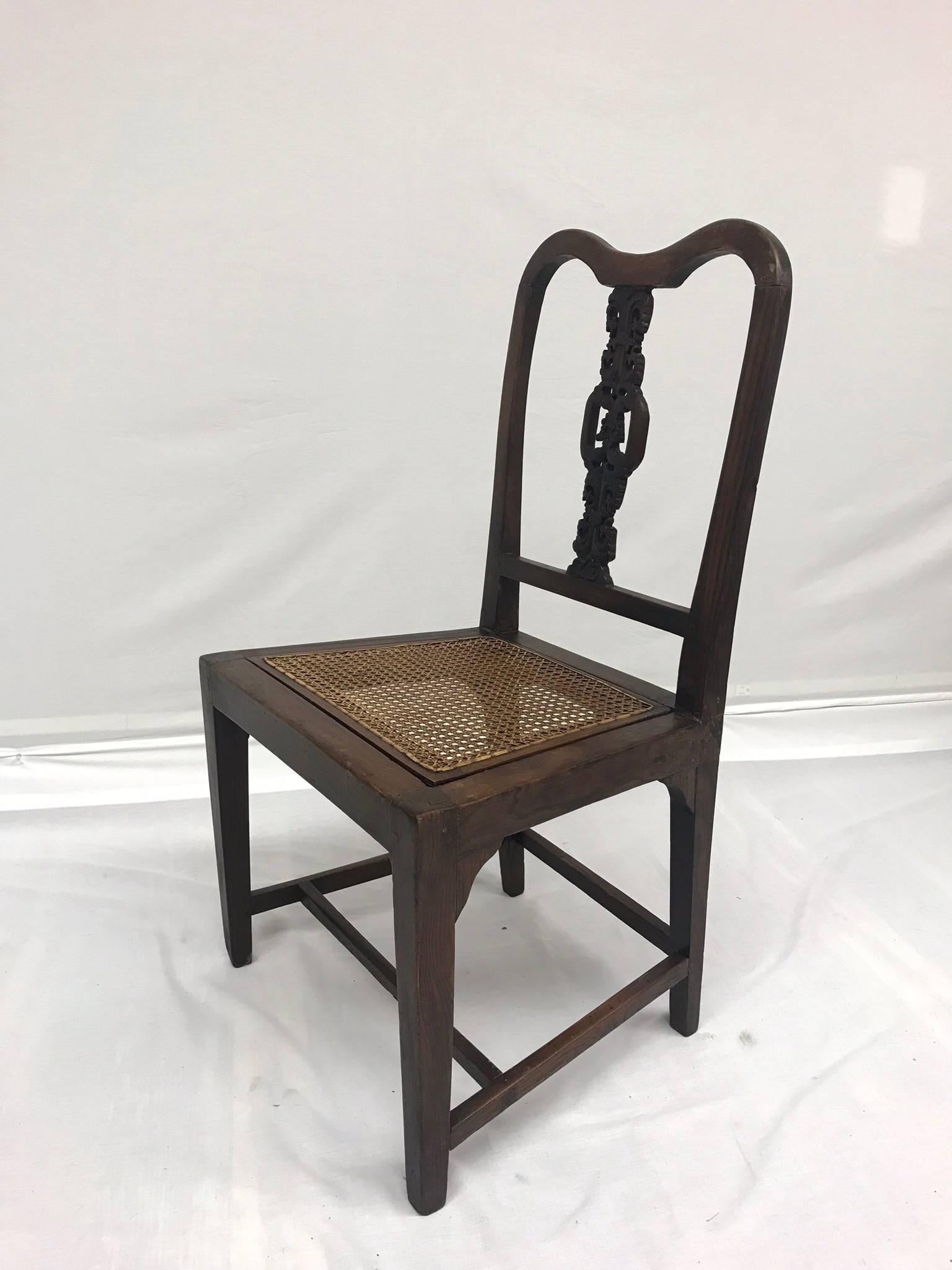 Chinoiserie 19th Century Chinese Carved Wood Chair For Sale