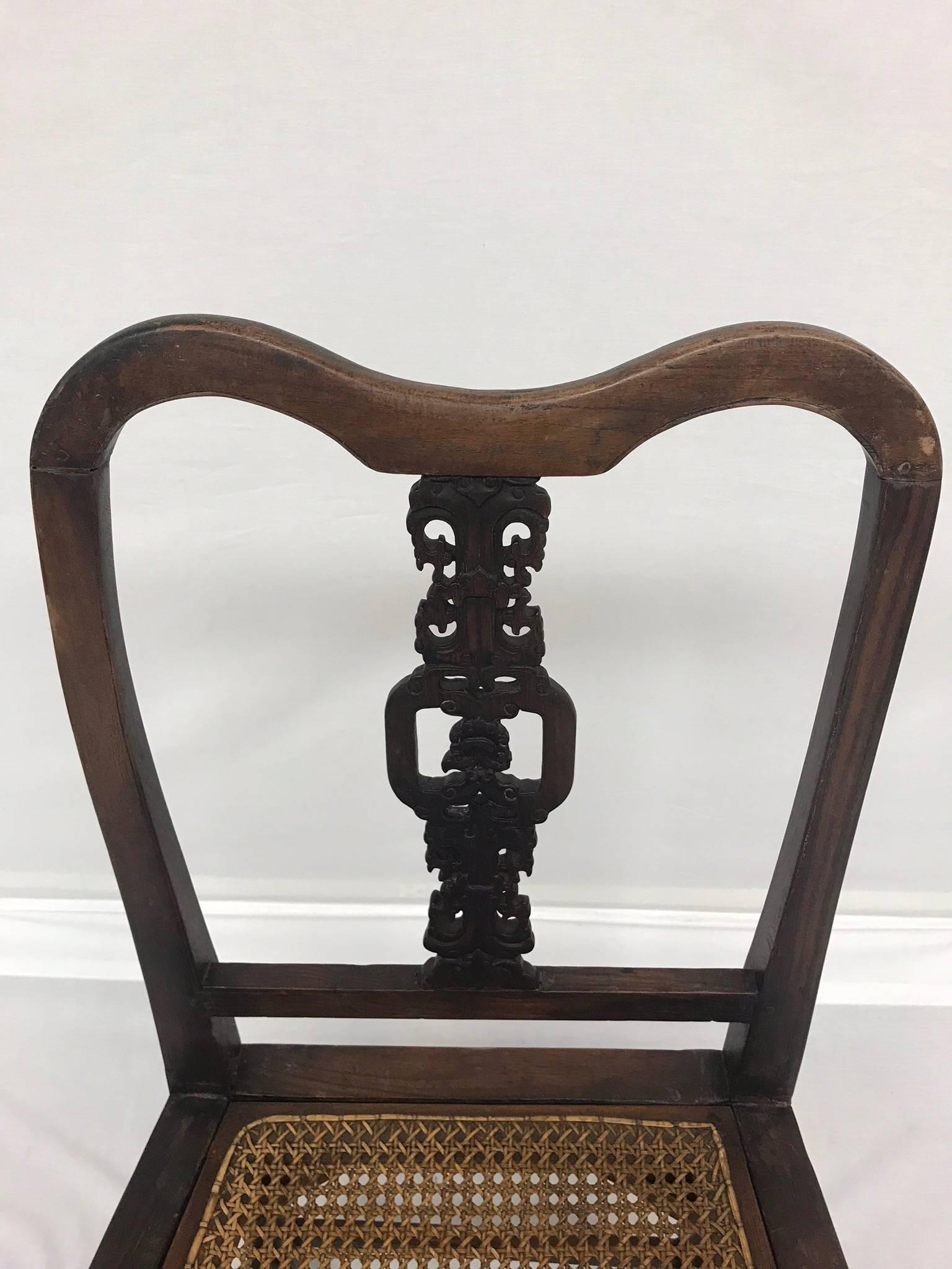 19th Century Chinese Carved Wood Chair For Sale 1