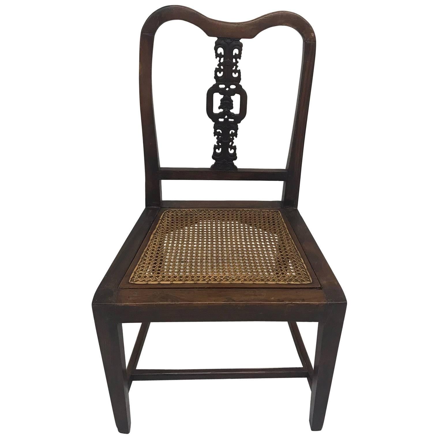 19th Century Chinese Carved Wood Chair For Sale